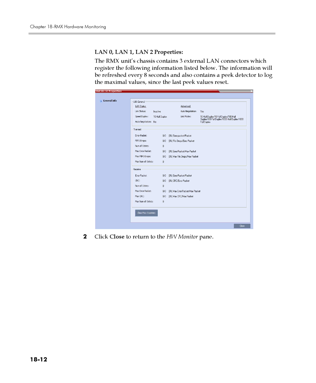 Polycom 2000/4000 manual LAN 0, LAN 1, LAN 2 Properties, 18-12 