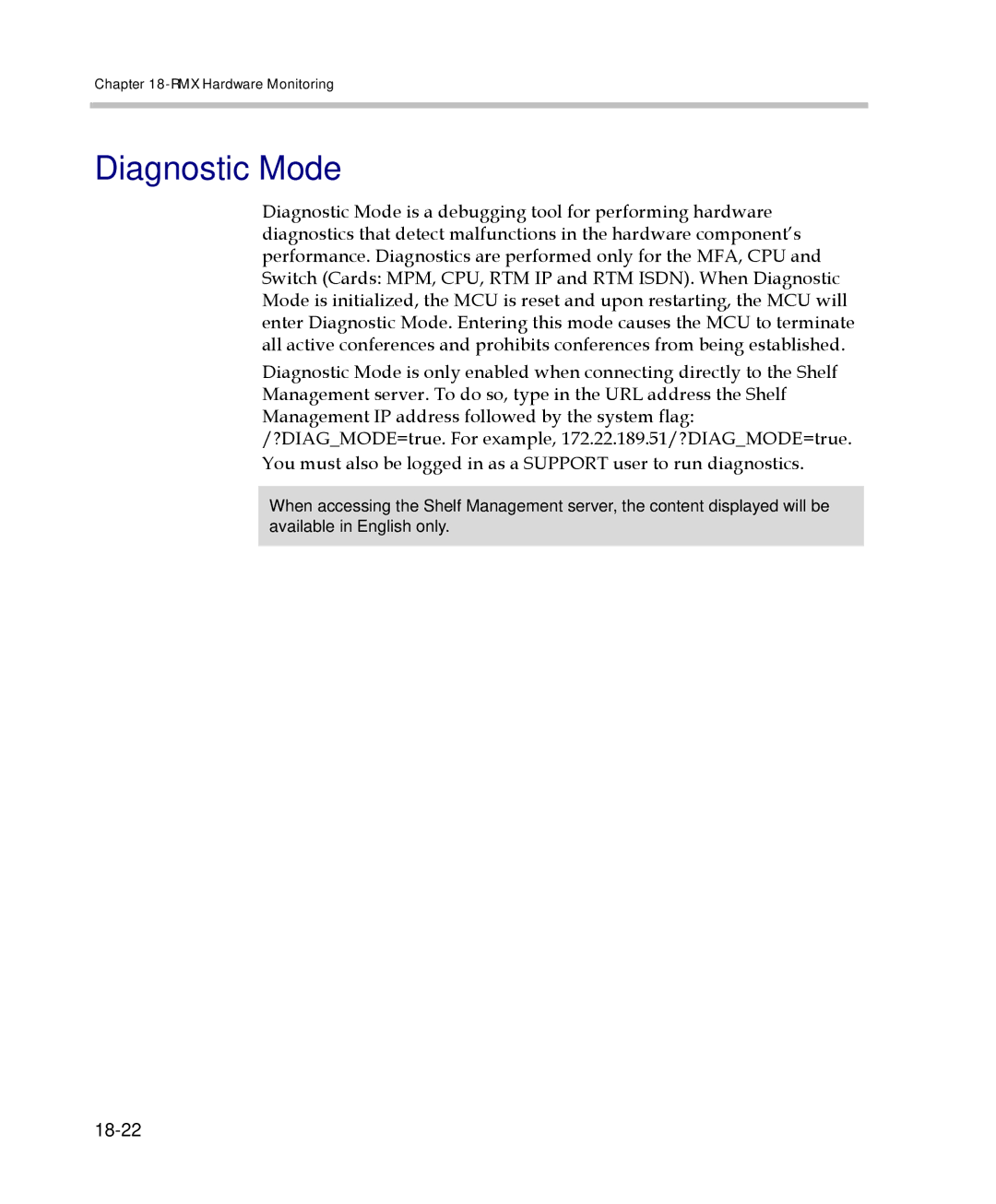 Polycom 2000/4000 manual Diagnostic Mode, 18-22 