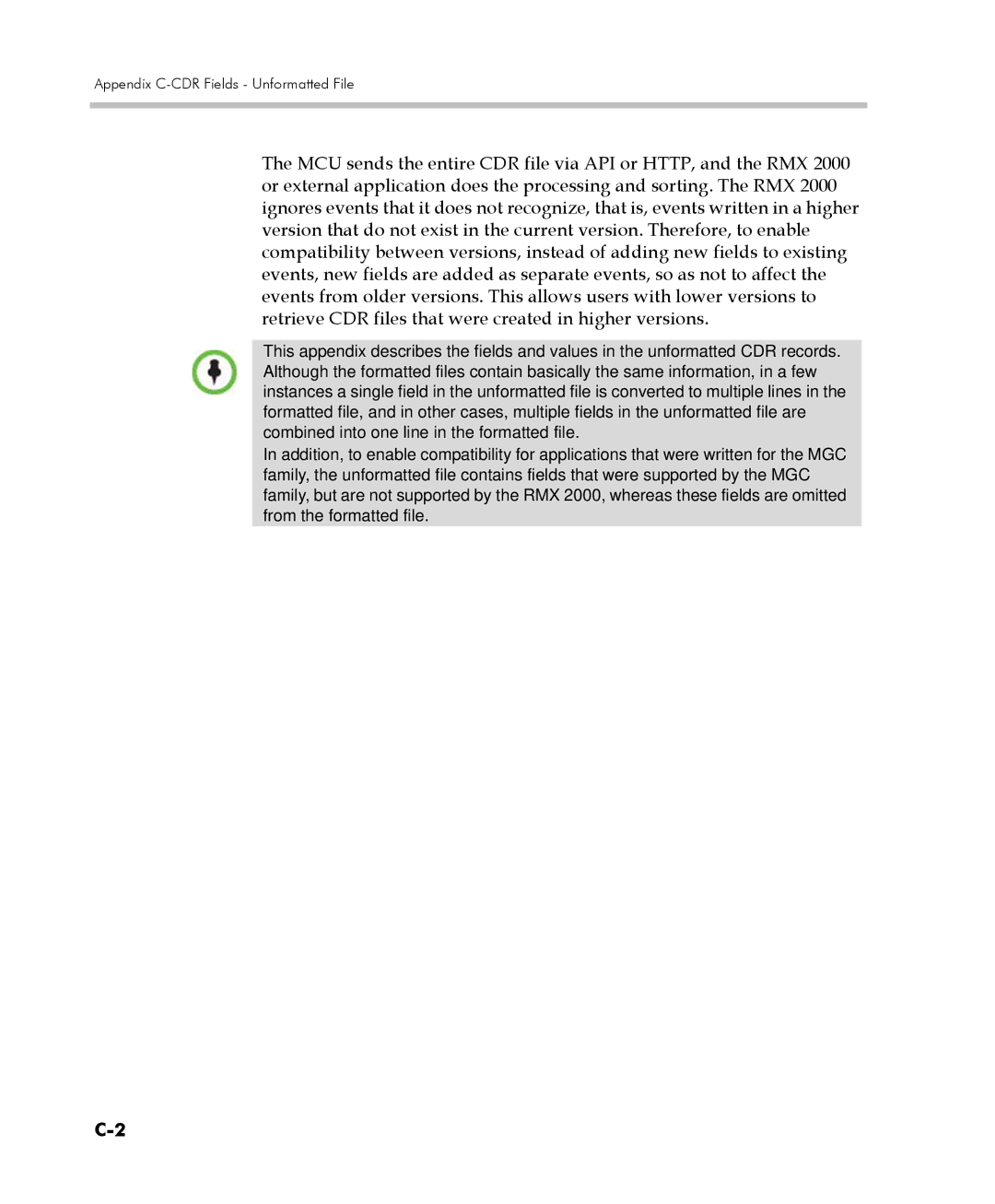 Polycom 2000/4000 manual Appendix C-CDR Fields Unformatted File 