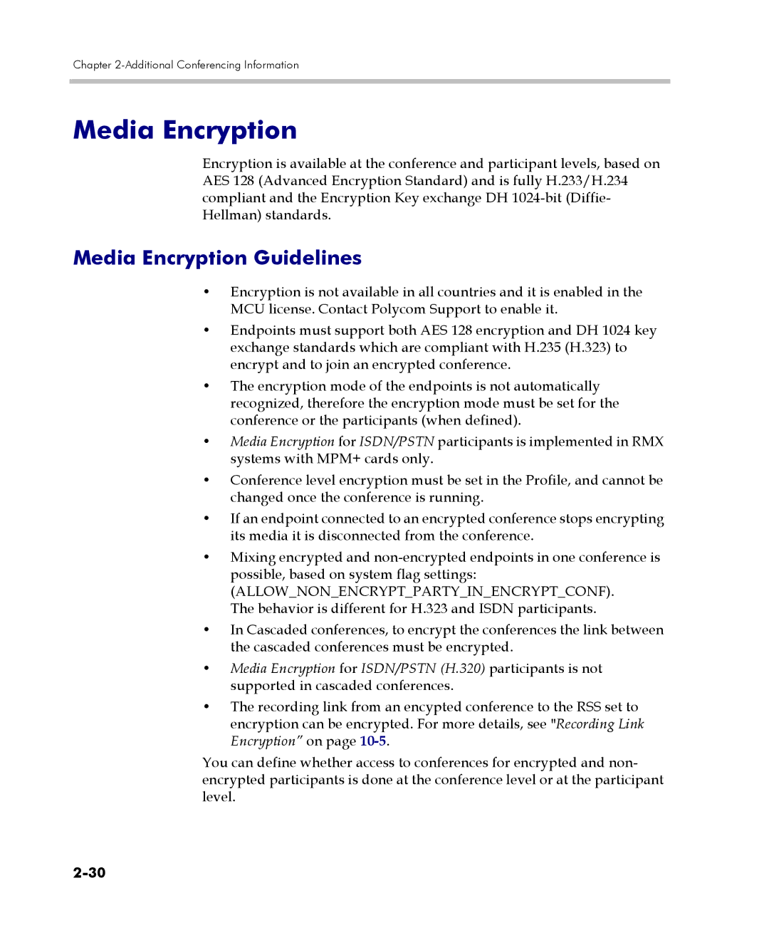 Polycom 2000/4000 manual Media Encryption Guidelines 