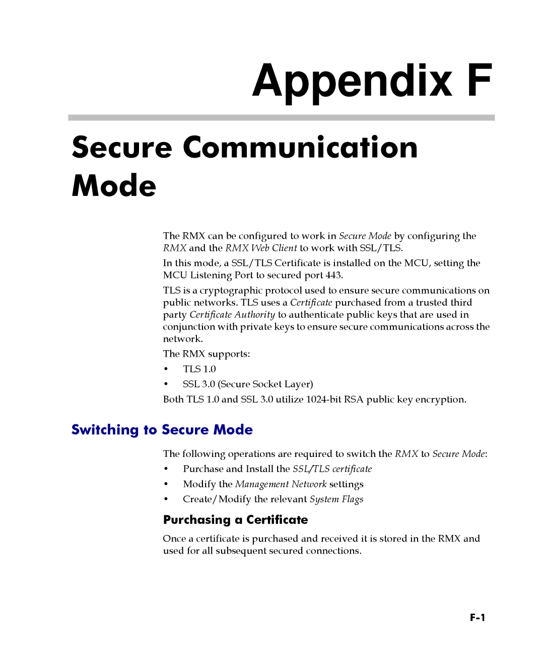 Polycom 2000/4000 manual Switching to Secure Mode, Purchasing a Certificate 