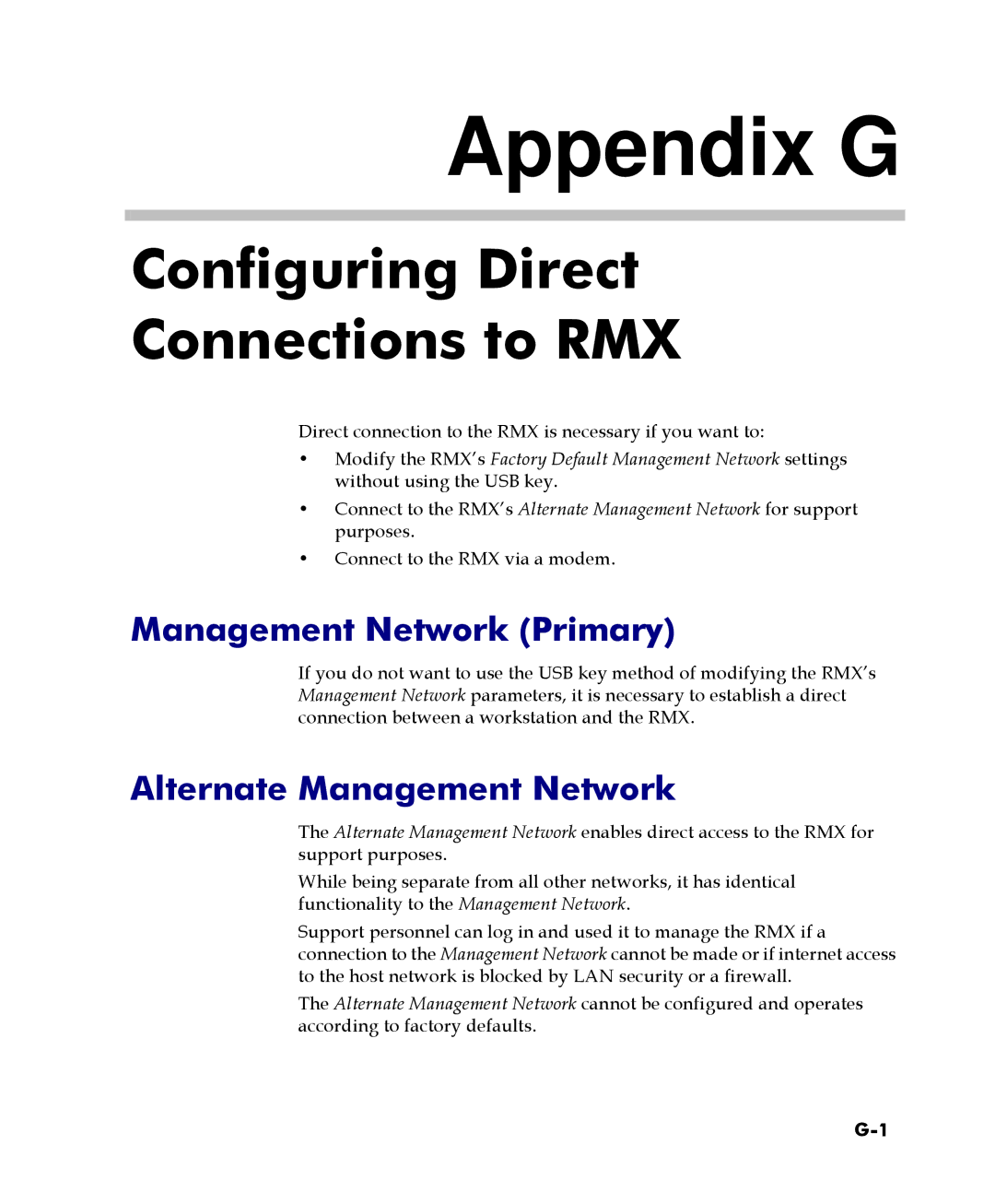 Polycom 2000/4000 manual Management Network Primary, Alternate Management Network 