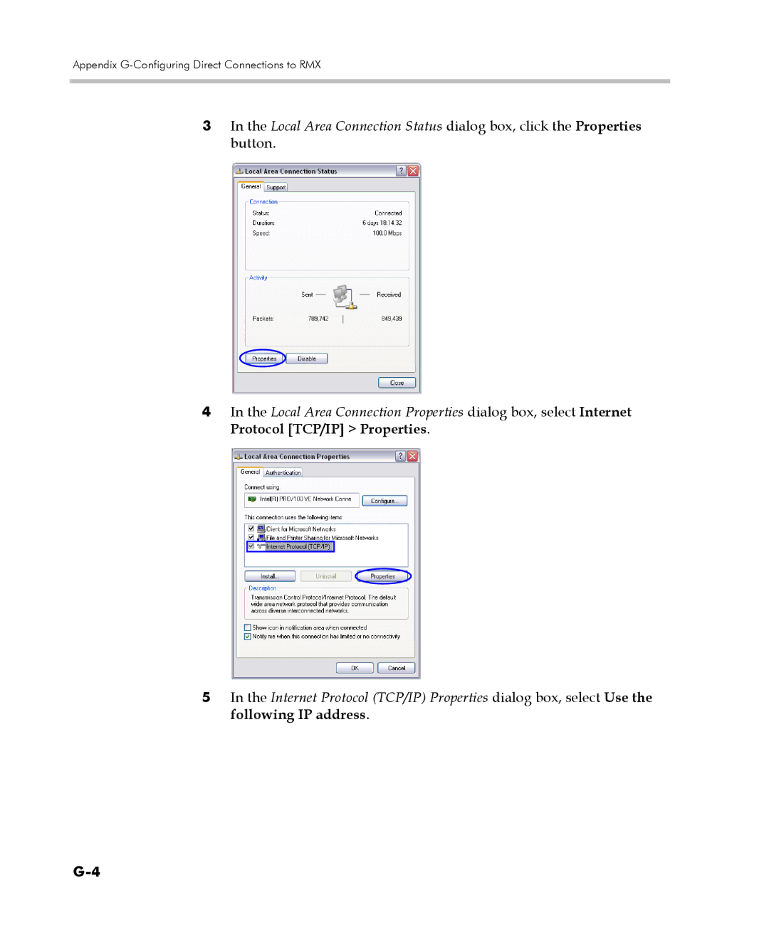 Polycom 2000/4000 manual Appendix G-Configuring Direct Connections to RMX 