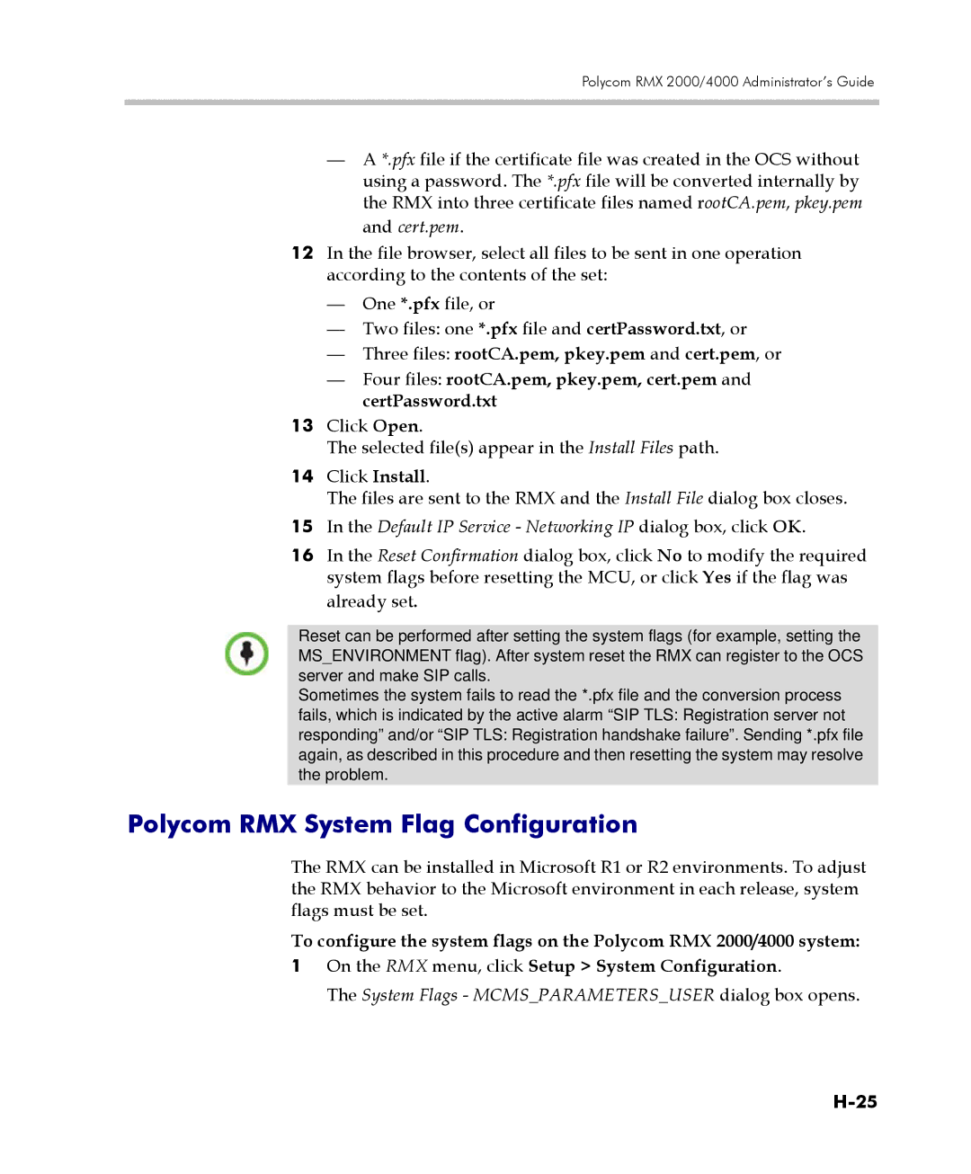 Polycom 2000/4000 manual Polycom RMX System Flag Configuration, Default IP Service Networking IP dialog box, click OK 