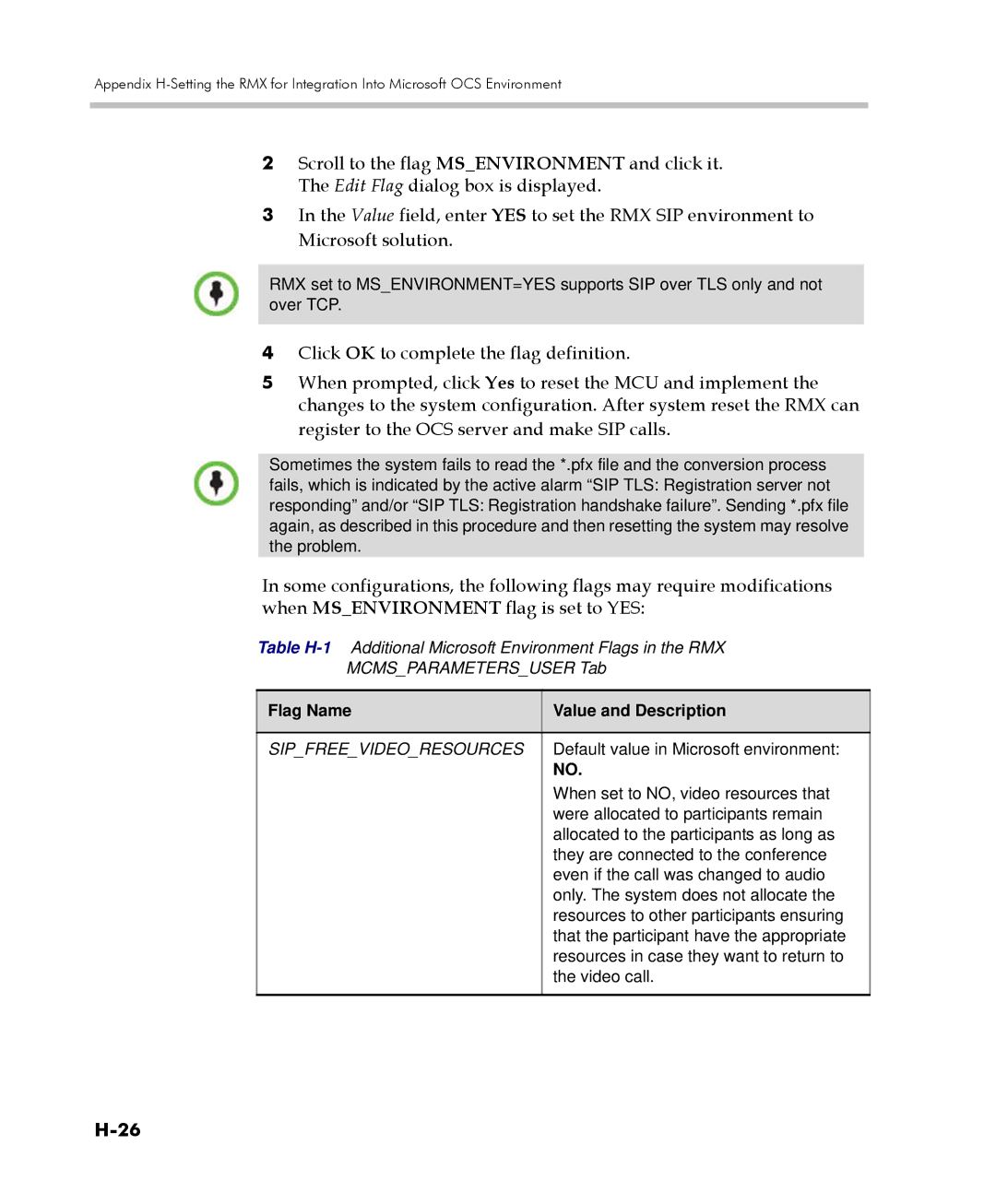 Polycom 2000/4000 manual Flag Name Value and Description, Sipfreevideoresources 