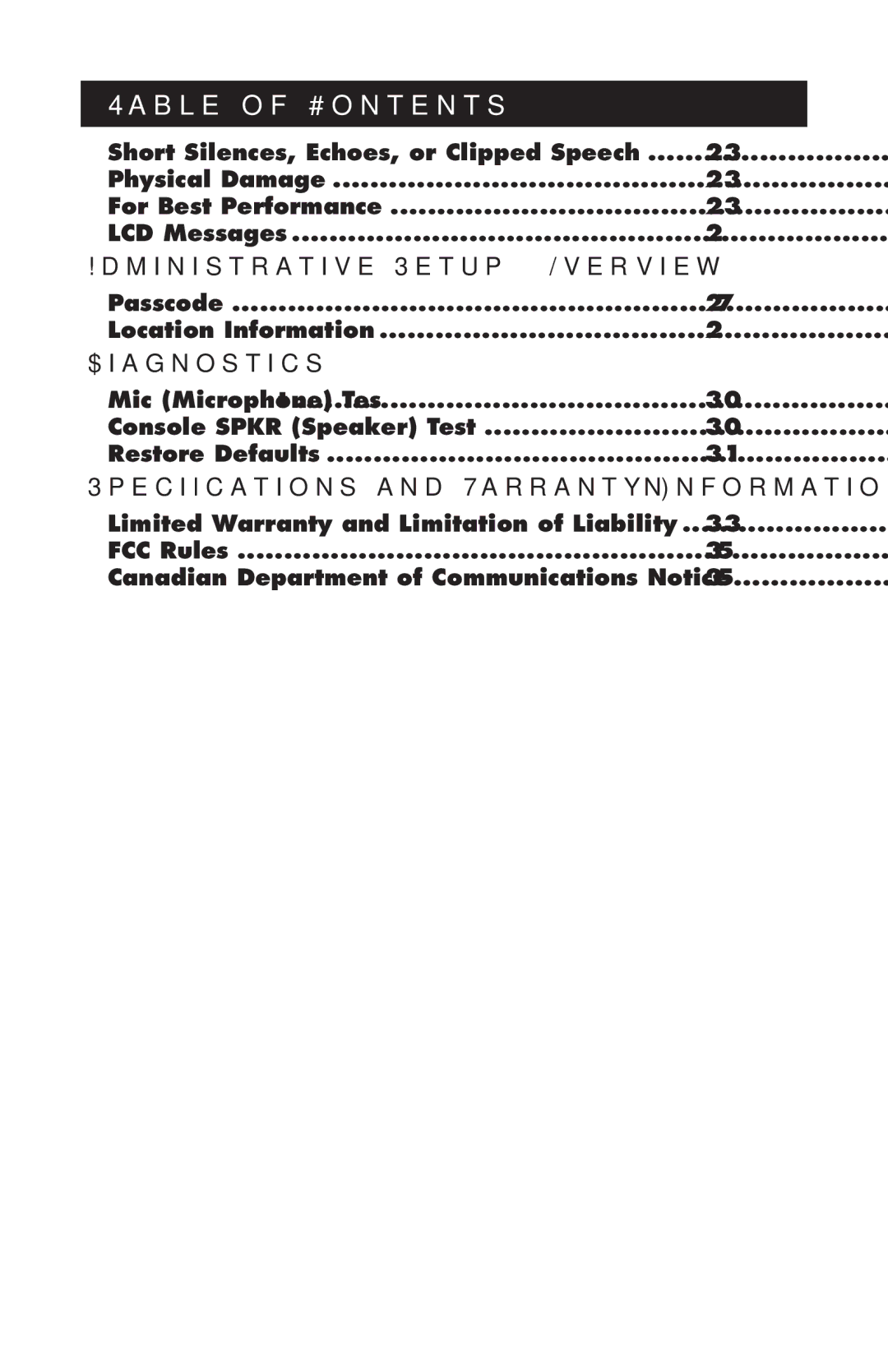 Polycom 2490 manual Administrative Setup Overview, Diagnostics, Speciﬁcations and Warranty Information 