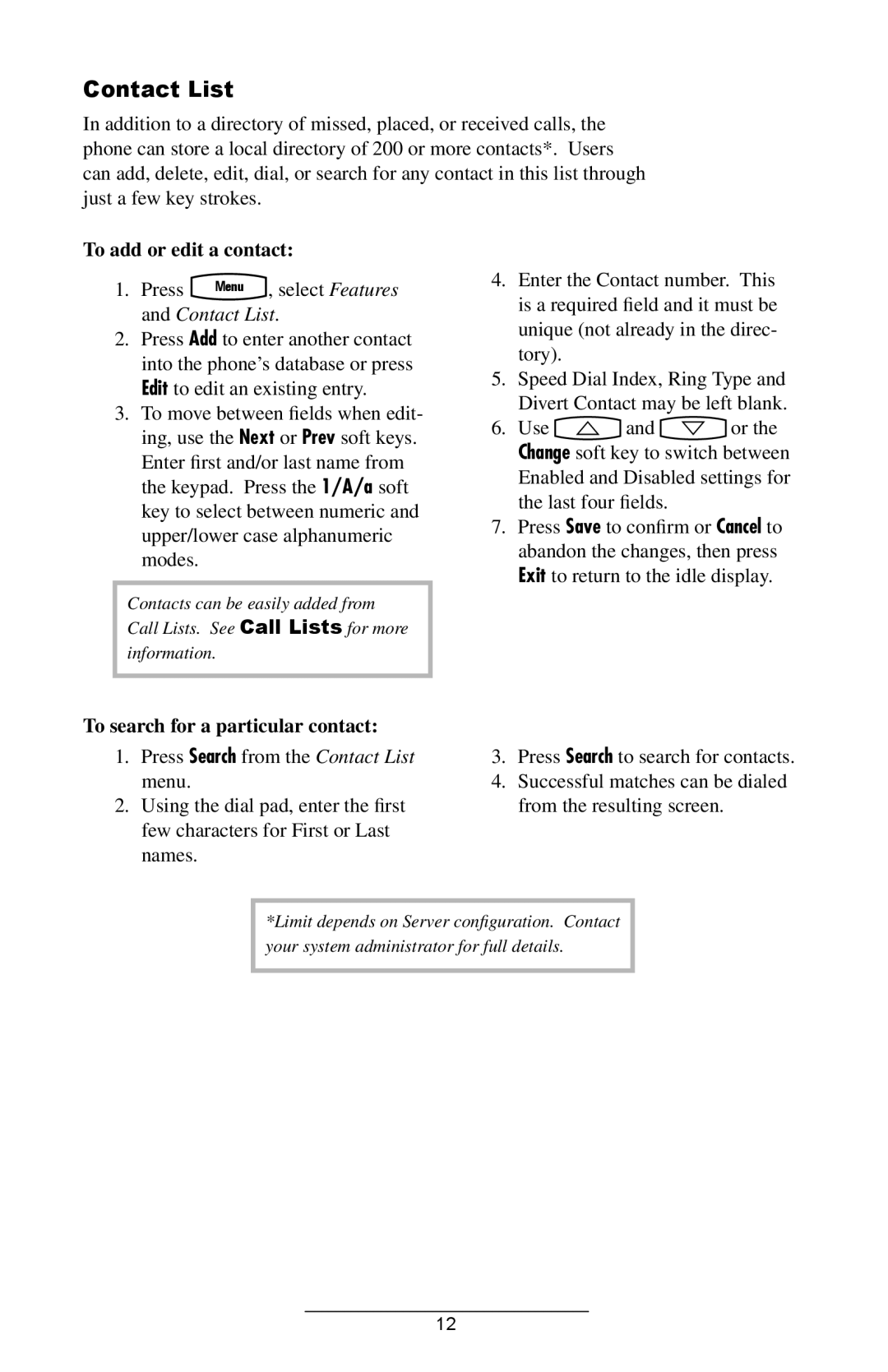 Polycom 301, 300 manual Contact List, To add or edit a contact, To search for a particular contact 