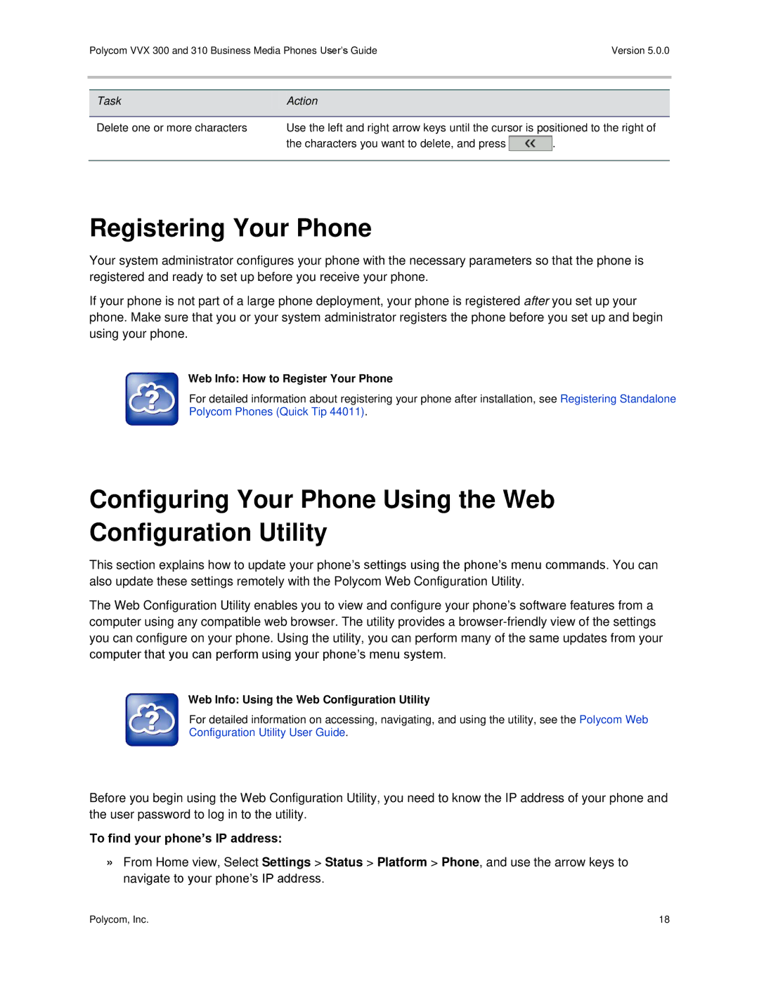 Polycom 300 and 310 manual Registering Your Phone, Configuring Your Phone Using the Web Configuration Utility 