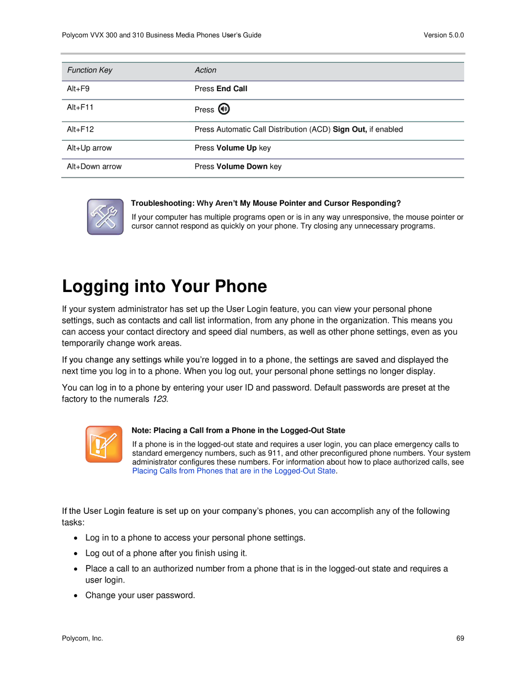 Polycom 300 and 310 manual Logging into Your Phone, Press End Call 