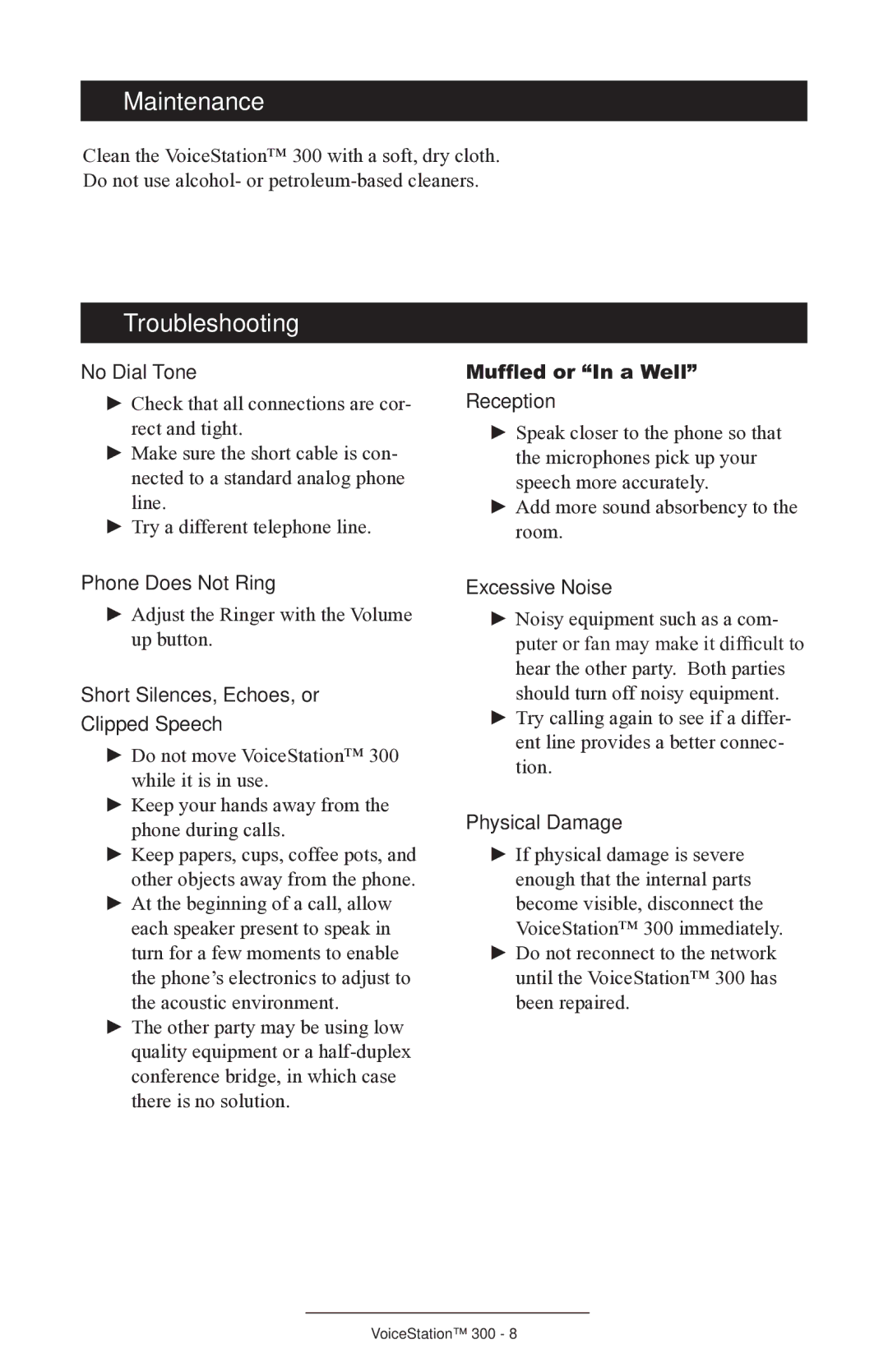 Polycom 300 manual Maintenance, Troubleshooting 