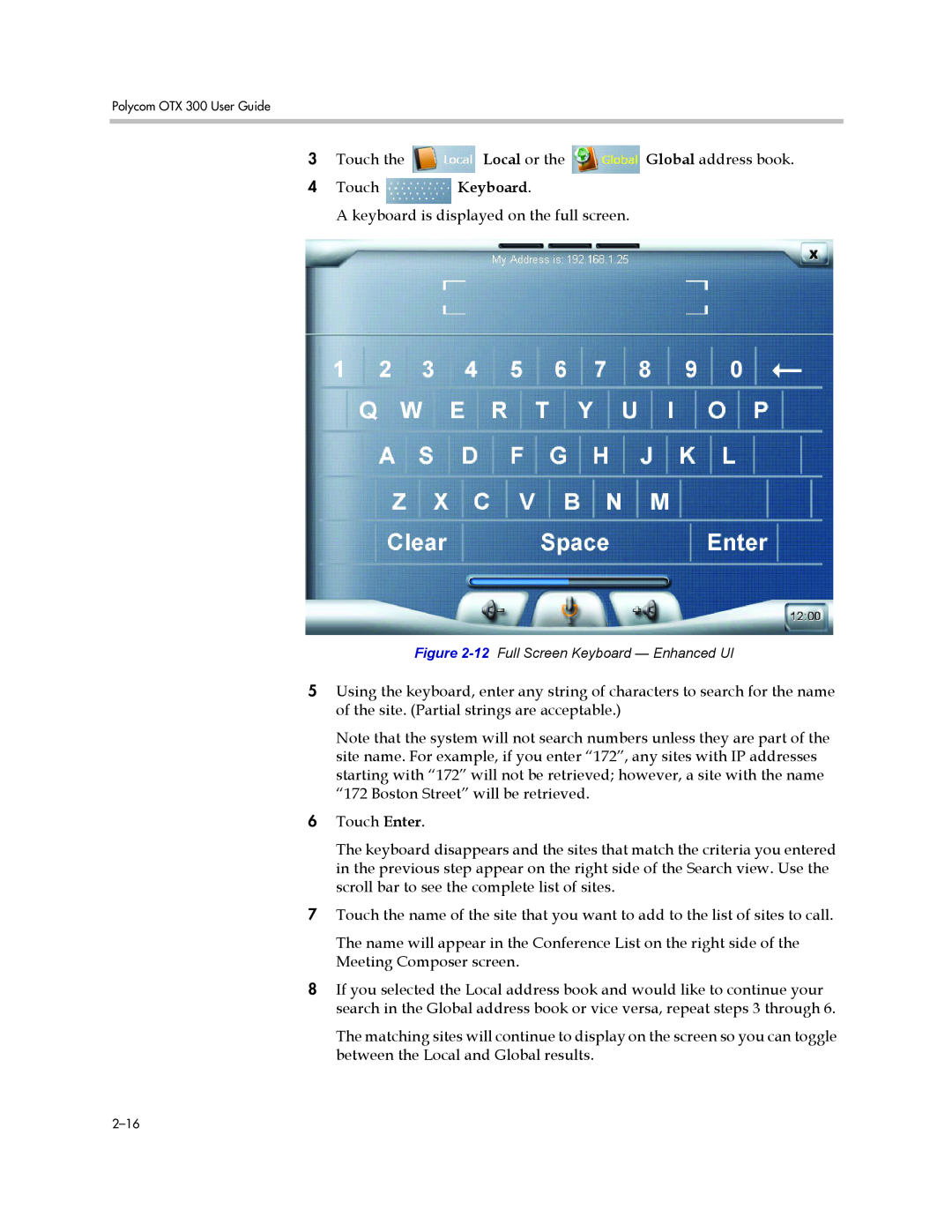 Polycom 300 manual Touch Keyboard 
