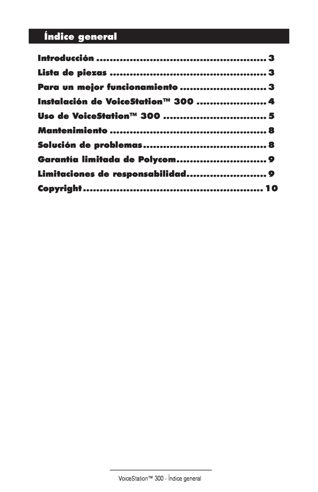 Polycom 300 manual Índice general 