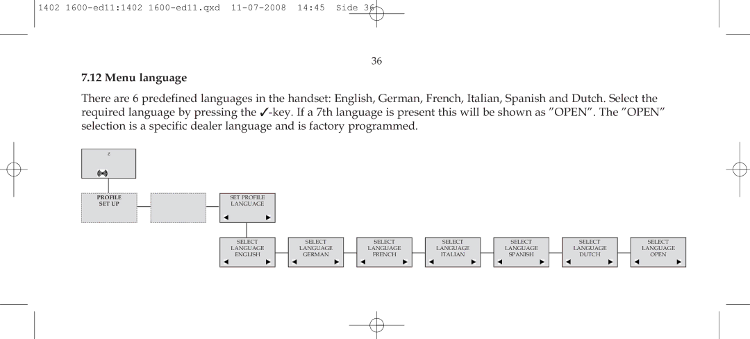 Polycom 3040 manual Menu language 