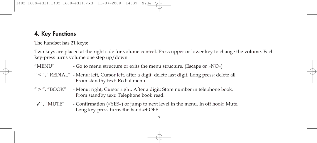 Polycom 3040 manual Key Functions, Menu 