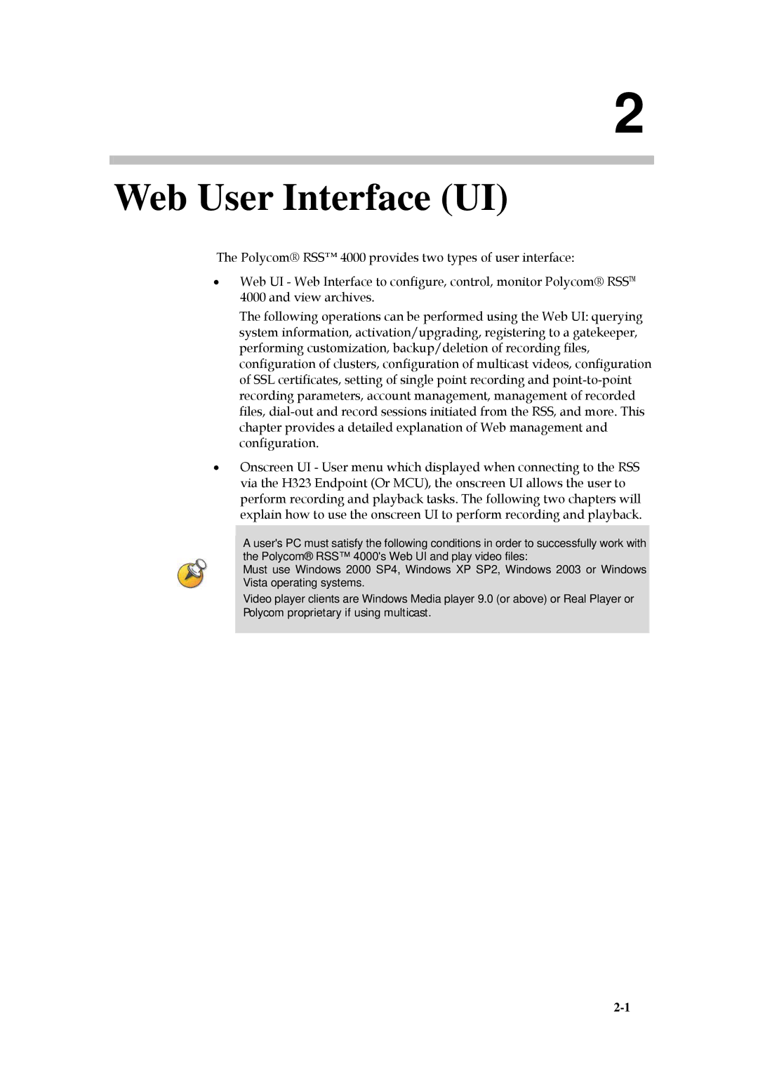 Polycom 3150-30828-001 manual Web User Interface UI 