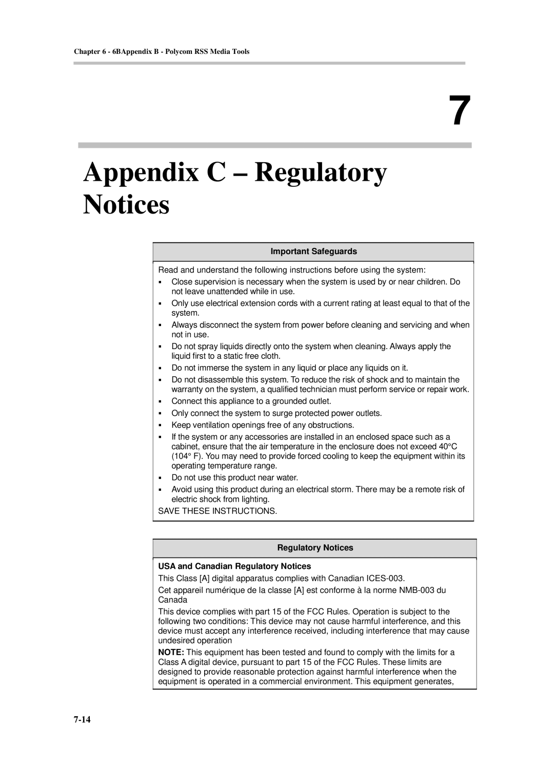 Polycom 3150-30828-001 manual Appendix C Regulatory Notices 