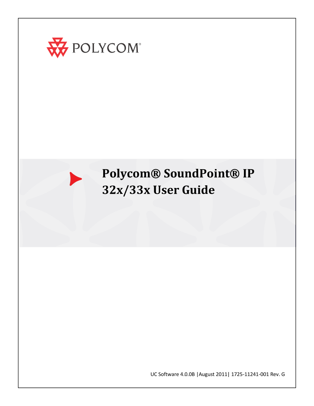 Polycom manual Polycom SoundPoint IP 32x/33x User Guide 