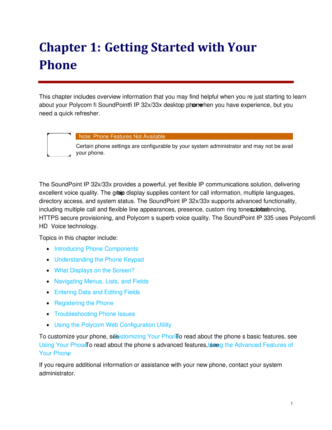 Polycom 32x manual Getting Started with Your Phone 