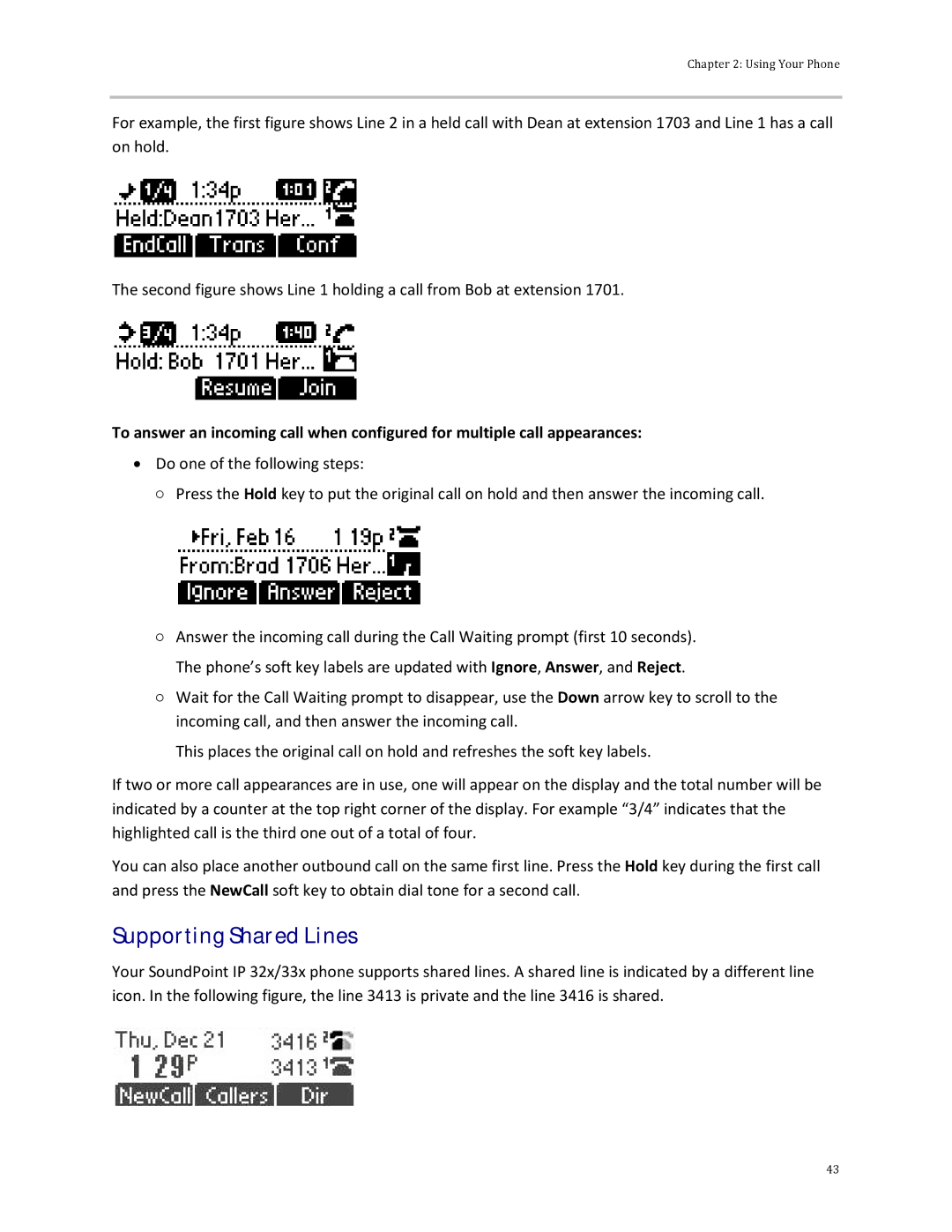 Polycom 32x manual Supporting Shared Lines 