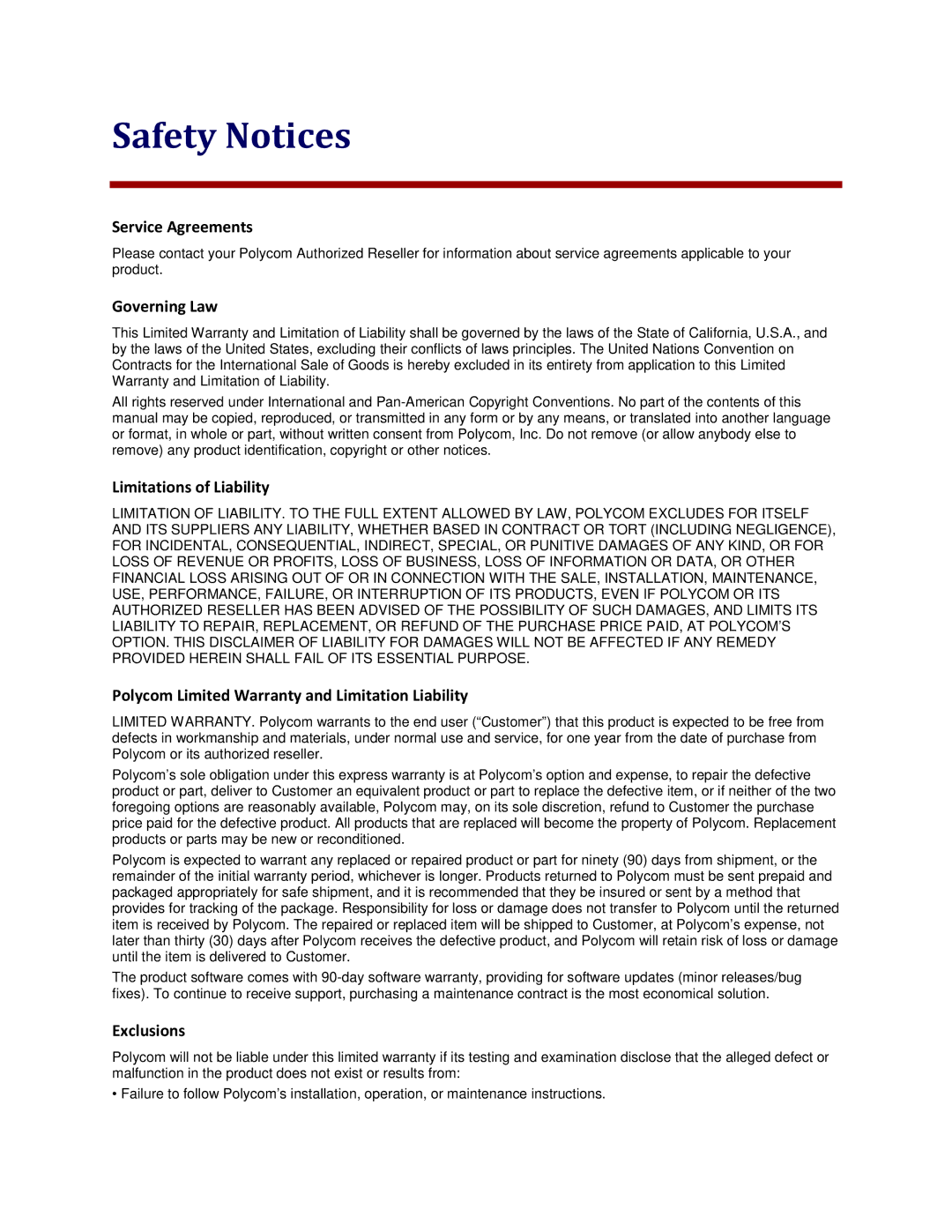 Polycom 32x manual Safety Notices 