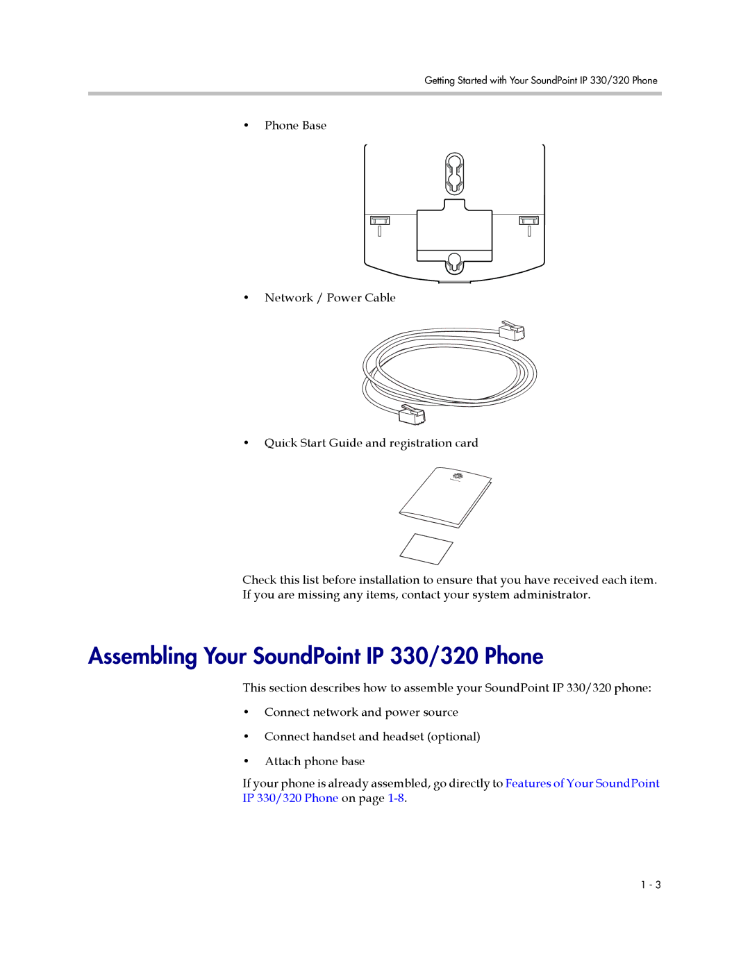 Polycom manual Assembling Your SoundPoint IP 330/320 Phone 