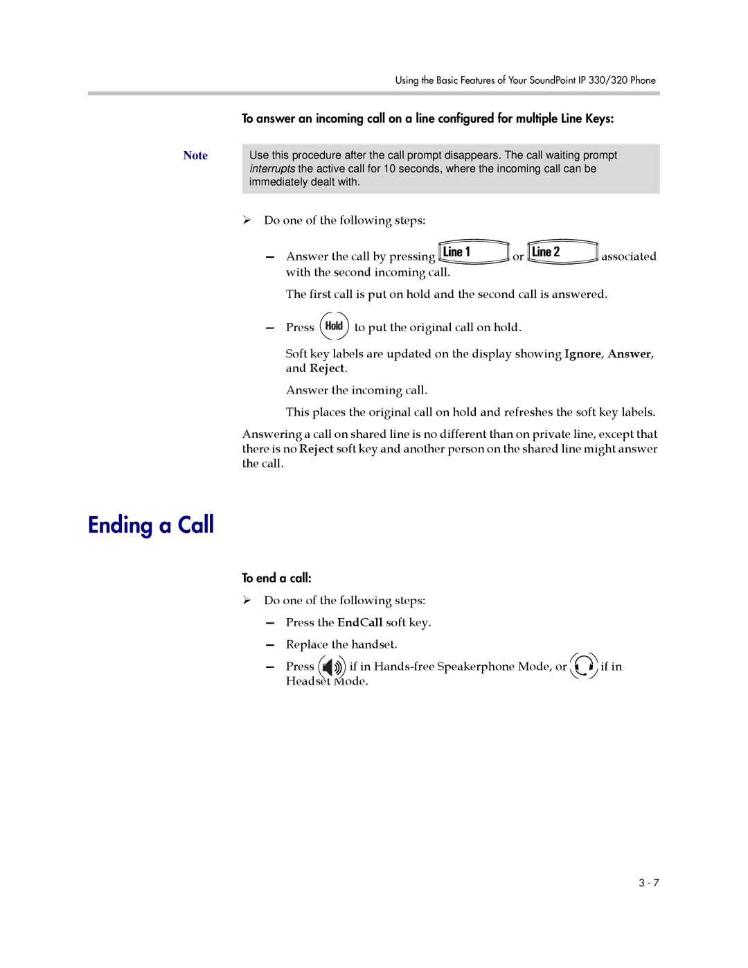 Polycom 320, 330 manual Ending a Call 