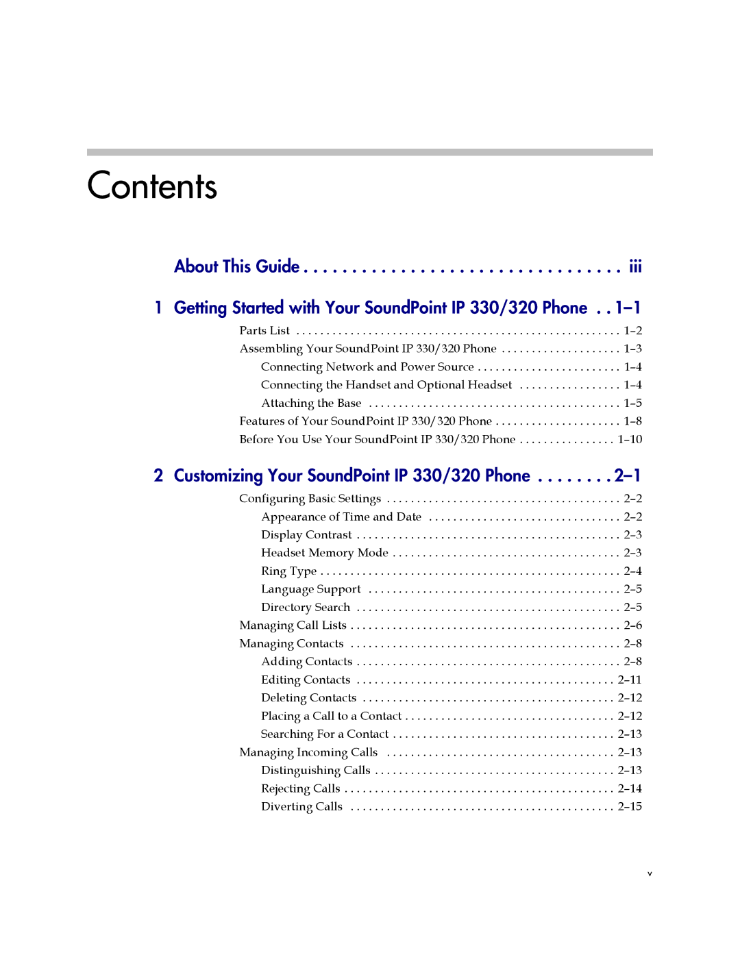 Polycom 320, 330 manual Contents 