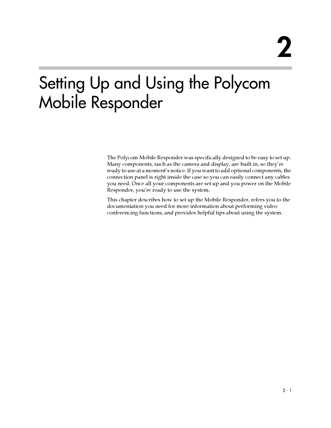 Polycom 3725-23487-003/A manual Setting Up and Using the Polycom Mobile Responder 