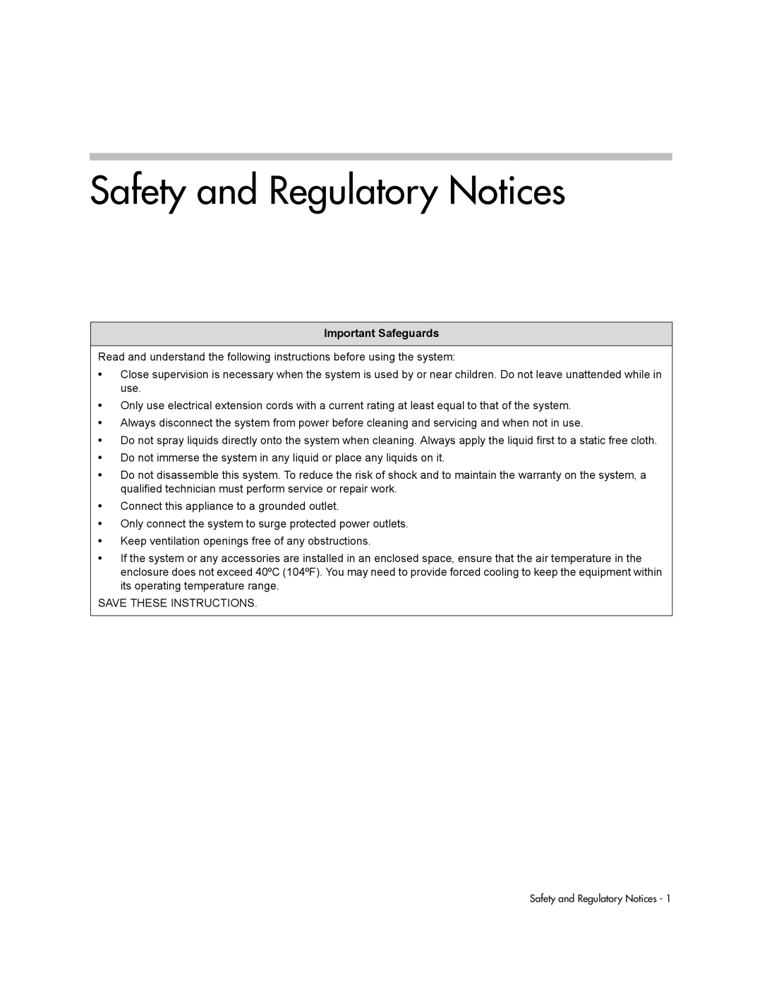 Polycom 3725-23487-003/A manual Safety and Regulatory Notices, Important Safeguards 