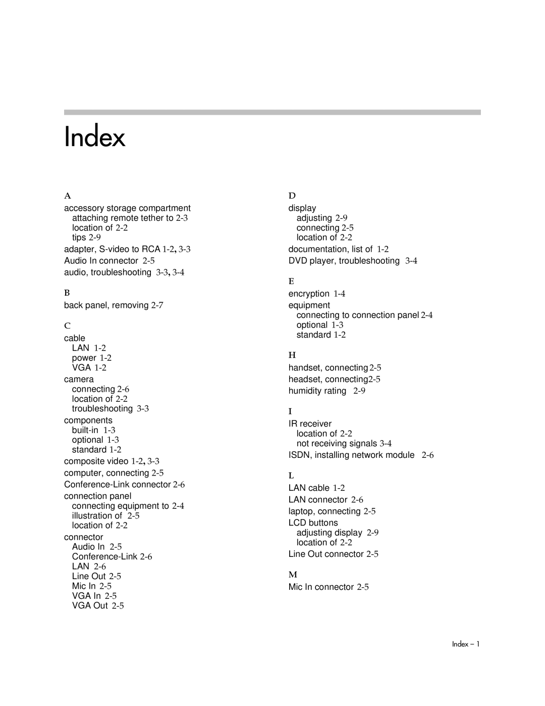 Polycom 3725-23487-003/A manual Index 