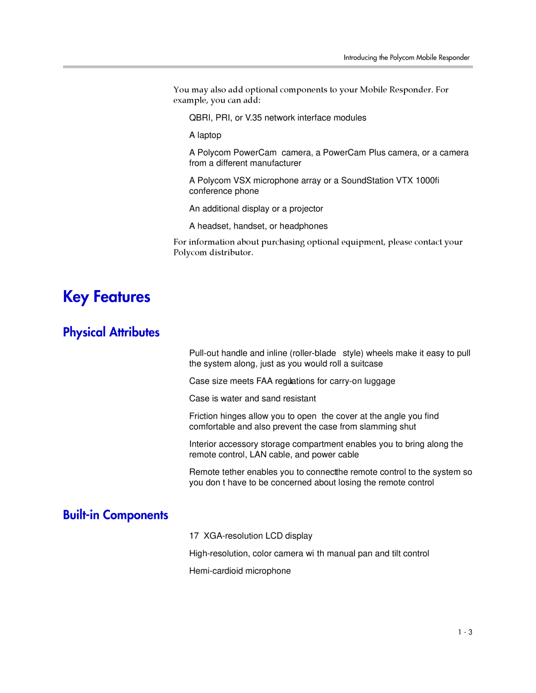 Polycom 3725-23487-003/A manual Key Features, Physical Attributes 