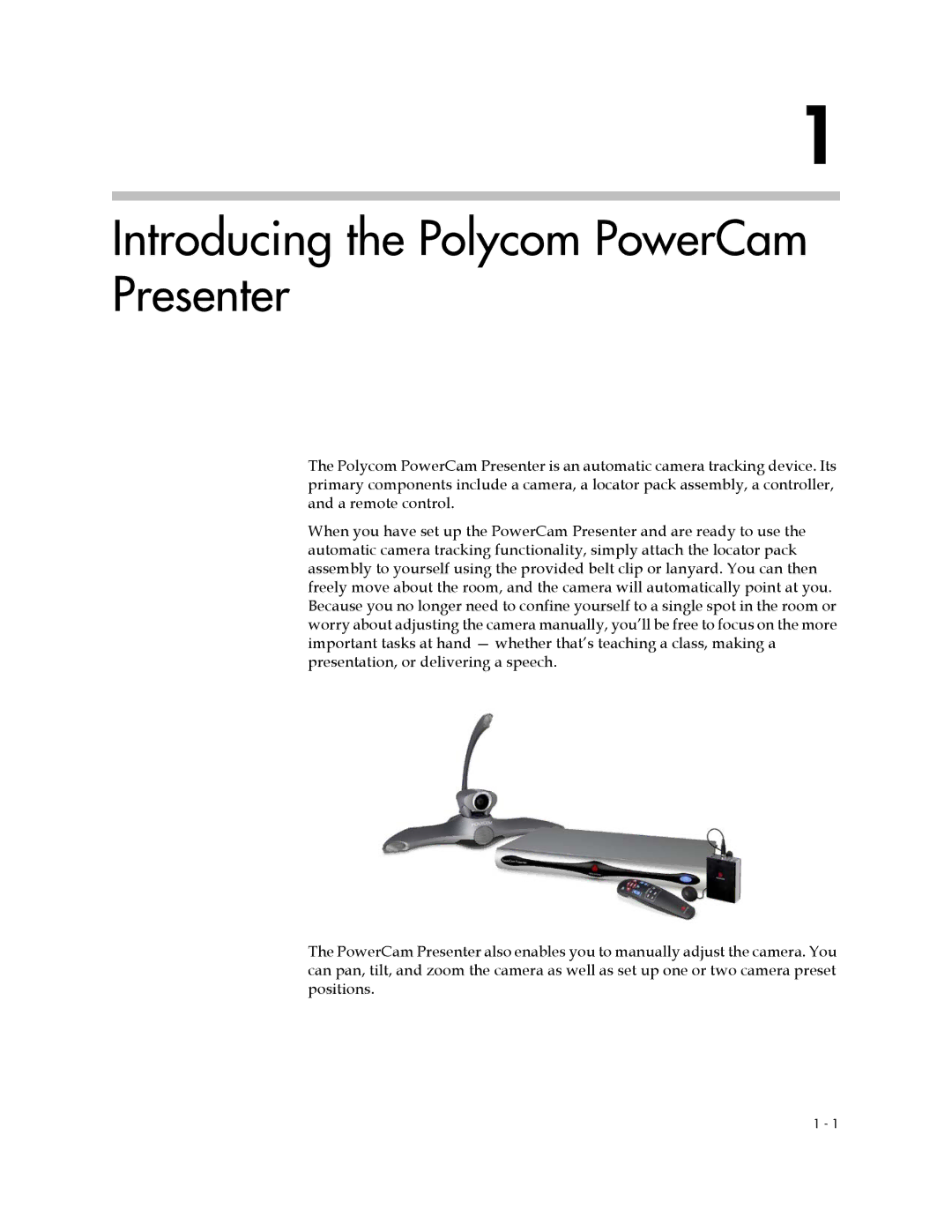 Polycom 3725-24004-001/A manual Introducing the Polycom PowerCam Presenter 