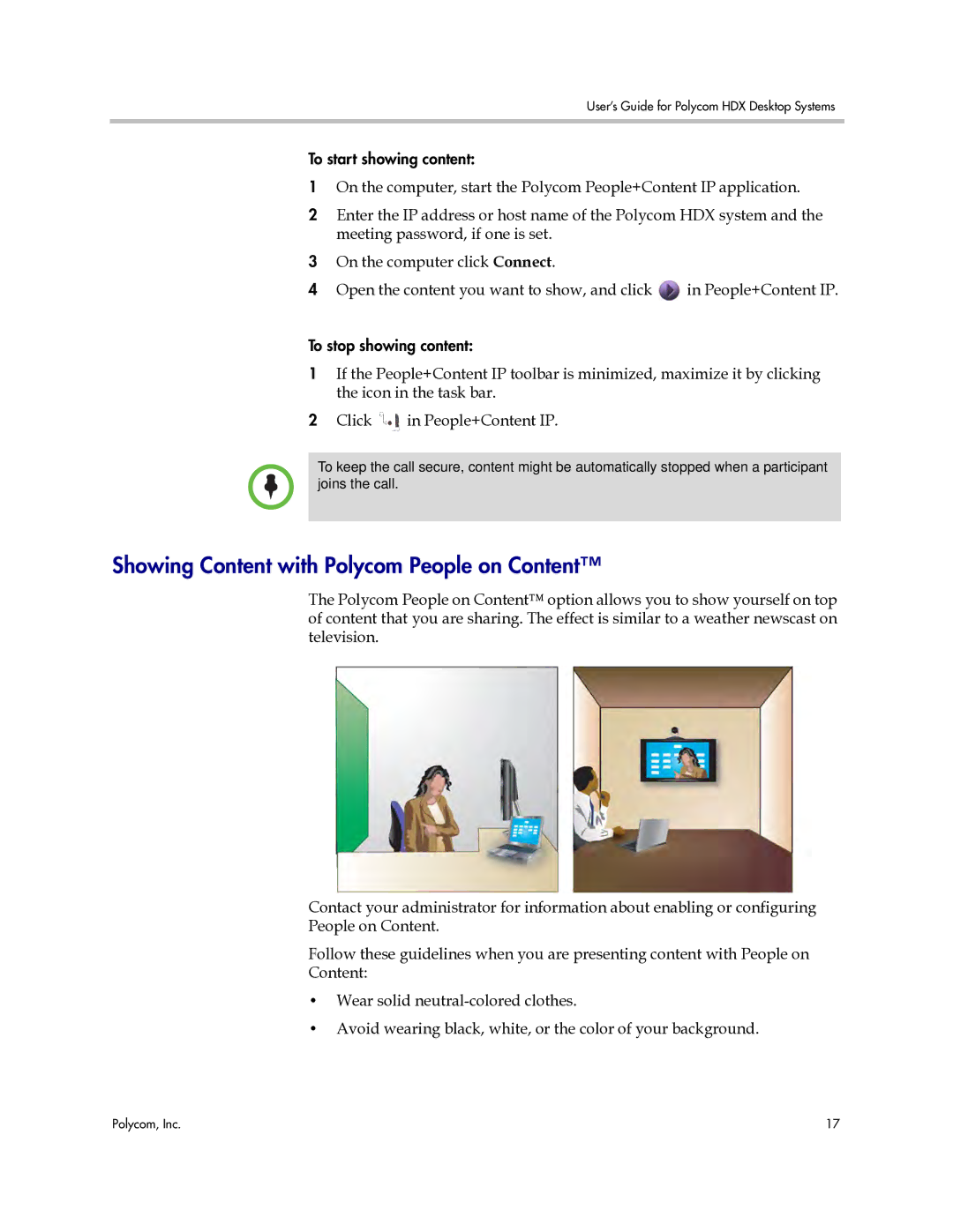 Polycom 3725-26470-004/A manual Showing Content with Polycom People on Content 