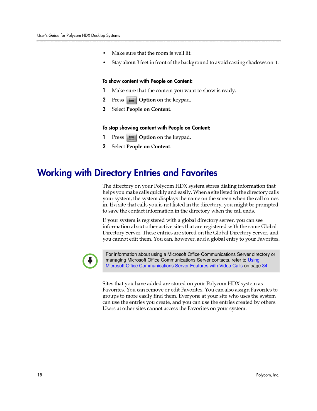 Polycom 3725-26470-004/A manual Working with Directory Entries and Favorites, Select People on Content 