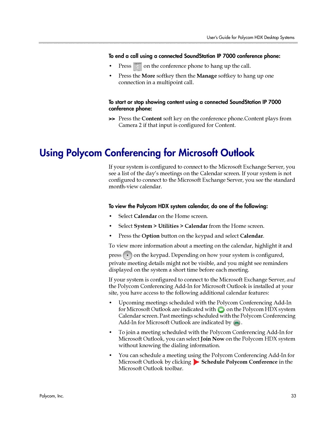 Polycom 3725-26470-004/A manual Using Polycom Conferencing for Microsoft Outlook 