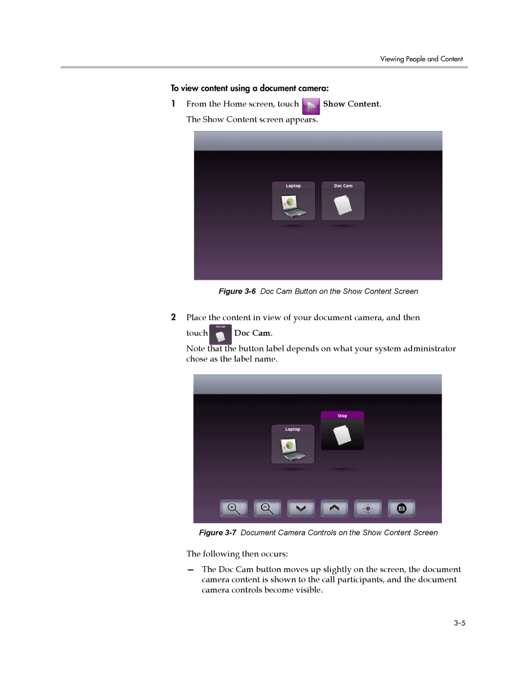 Polycom 3725-71352-001 manual Show Content, Doc Cam 