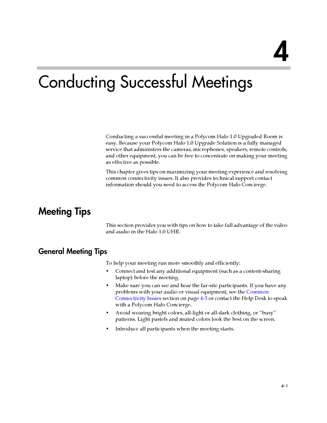 Polycom 3725-71352-001 manual Conducting Successful Meetings, General Meeting Tips 