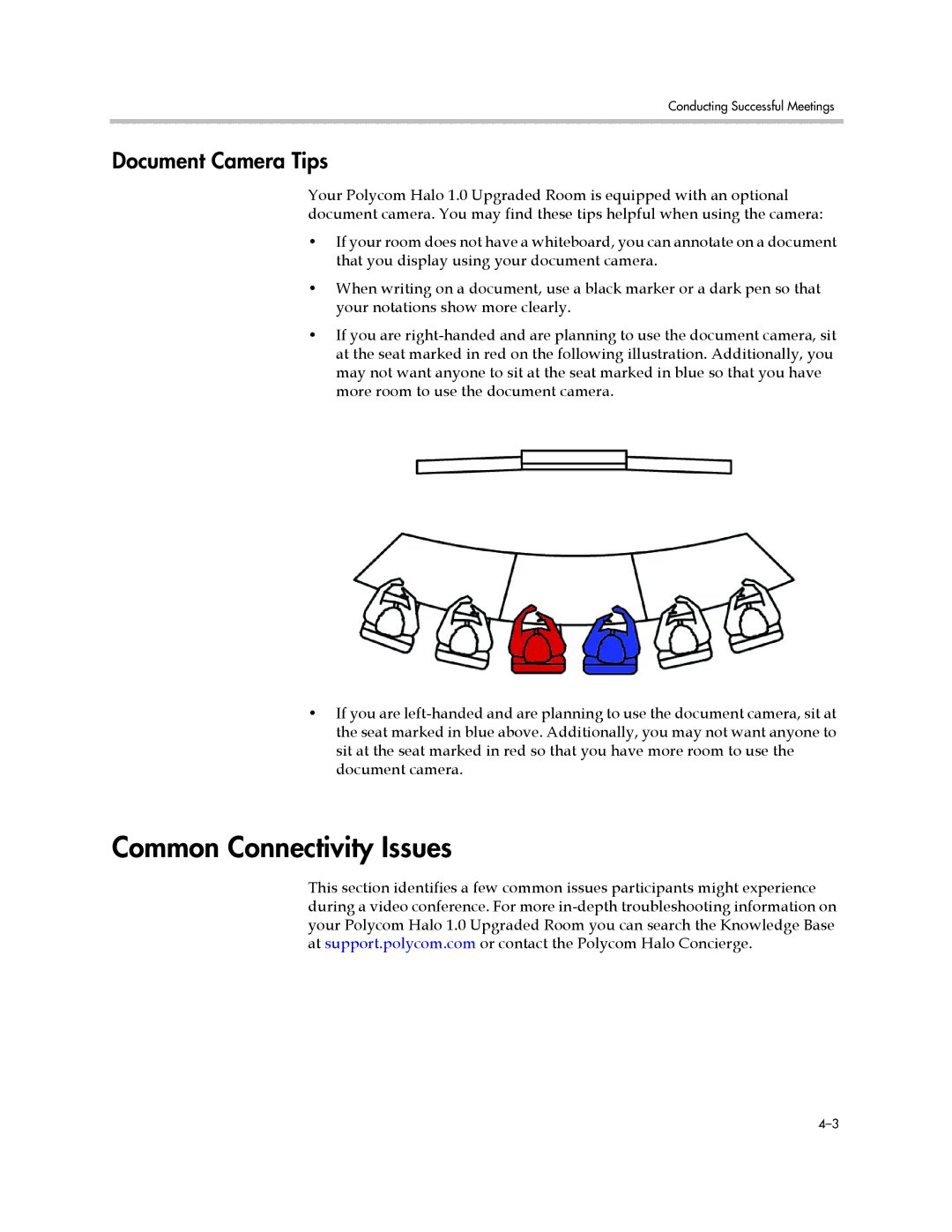 Polycom 3725-71352-001 manual Common Connectivity Issues, Document Camera Tips 