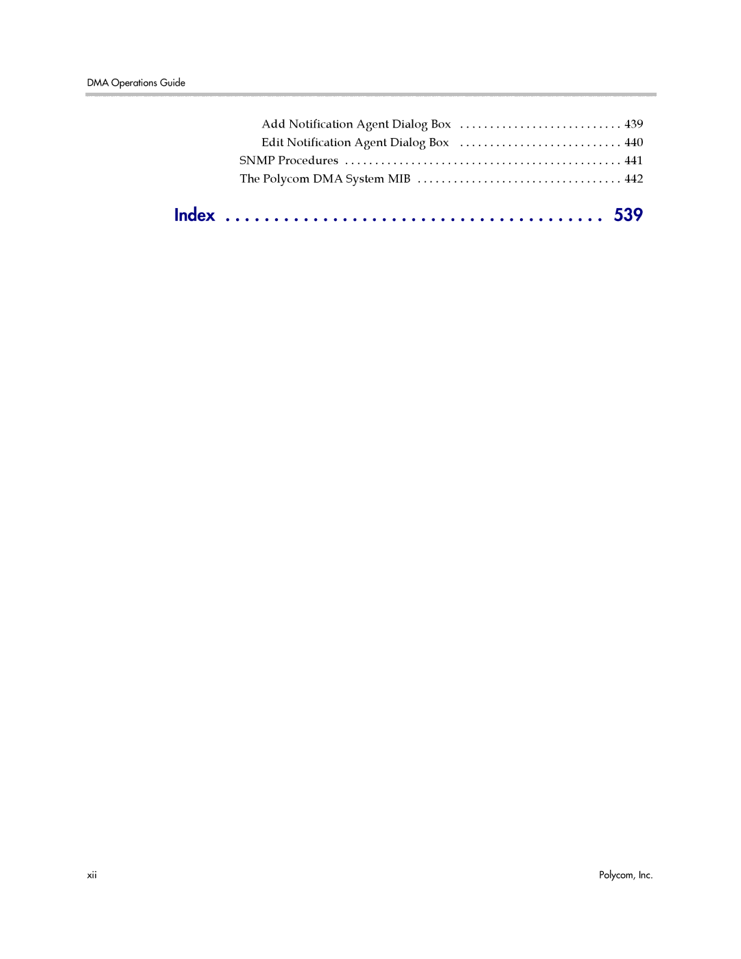 Polycom 3725-76302-001LI manual Index 539 