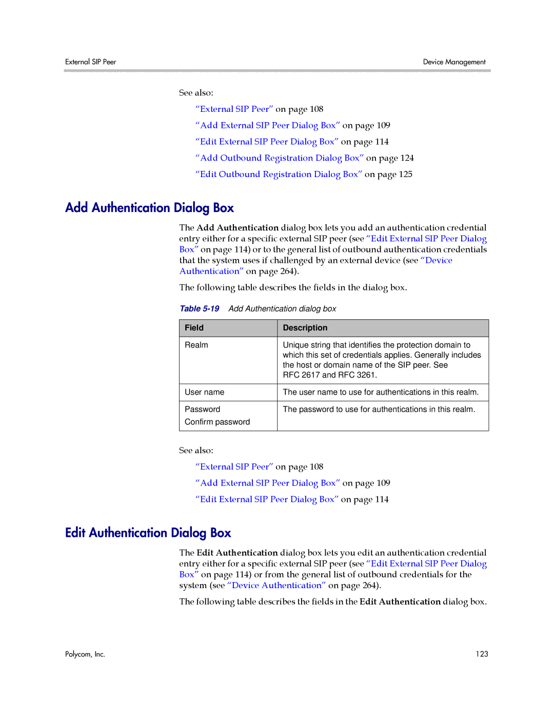 Polycom 3725-76302-001LI manual Add Authentication Dialog Box, Edit Authentication Dialog Box 