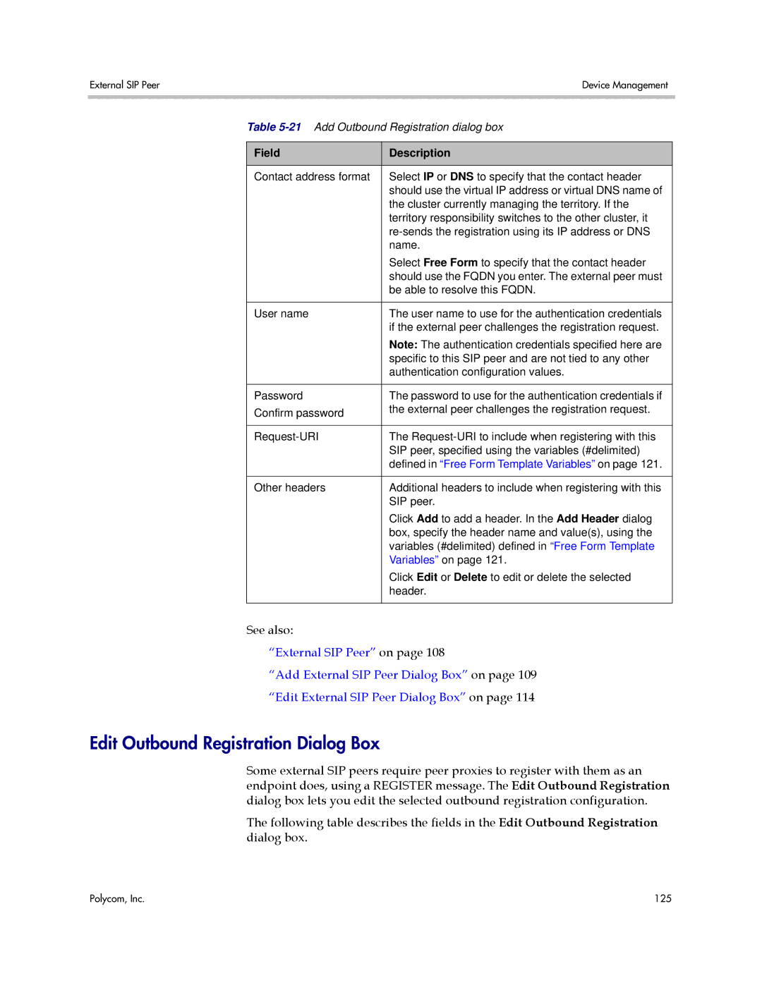 Polycom 3725-76302-001LI manual Edit Outbound Registration Dialog Box 