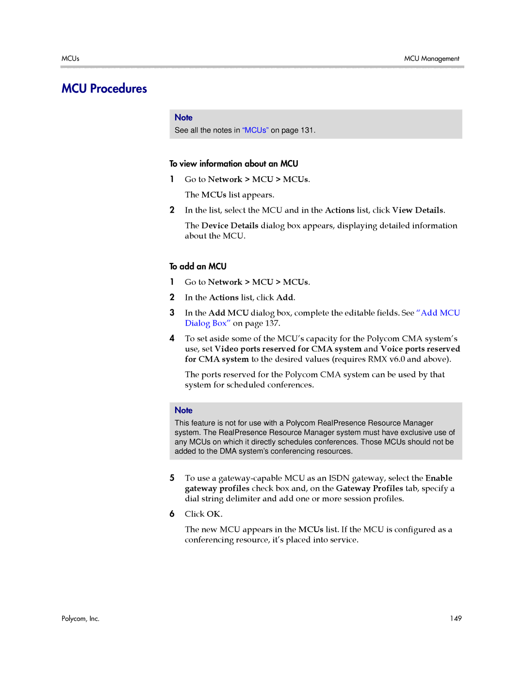 Polycom 3725-76302-001LI manual MCU Procedures, Go to Network MCU MCUs 