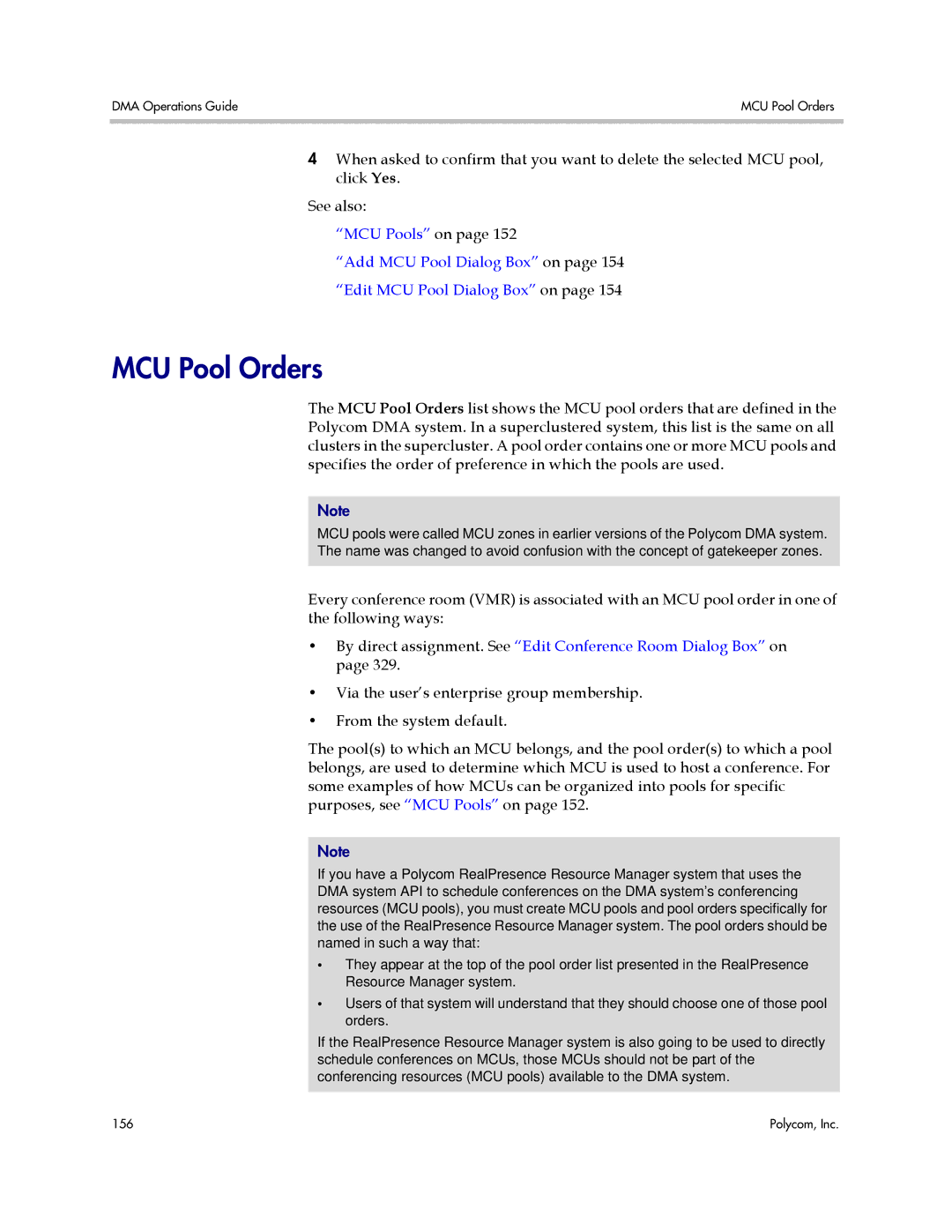 Polycom 3725-76302-001LI manual MCU Pool Orders 