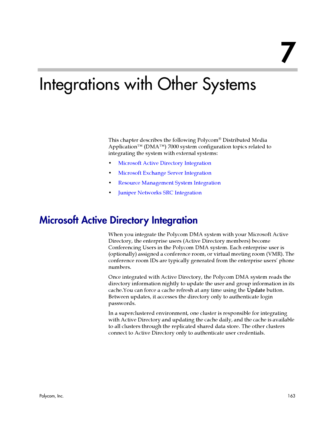 Polycom 3725-76302-001LI manual Integrations with Other Systems, Microsoft Active Directory Integration 