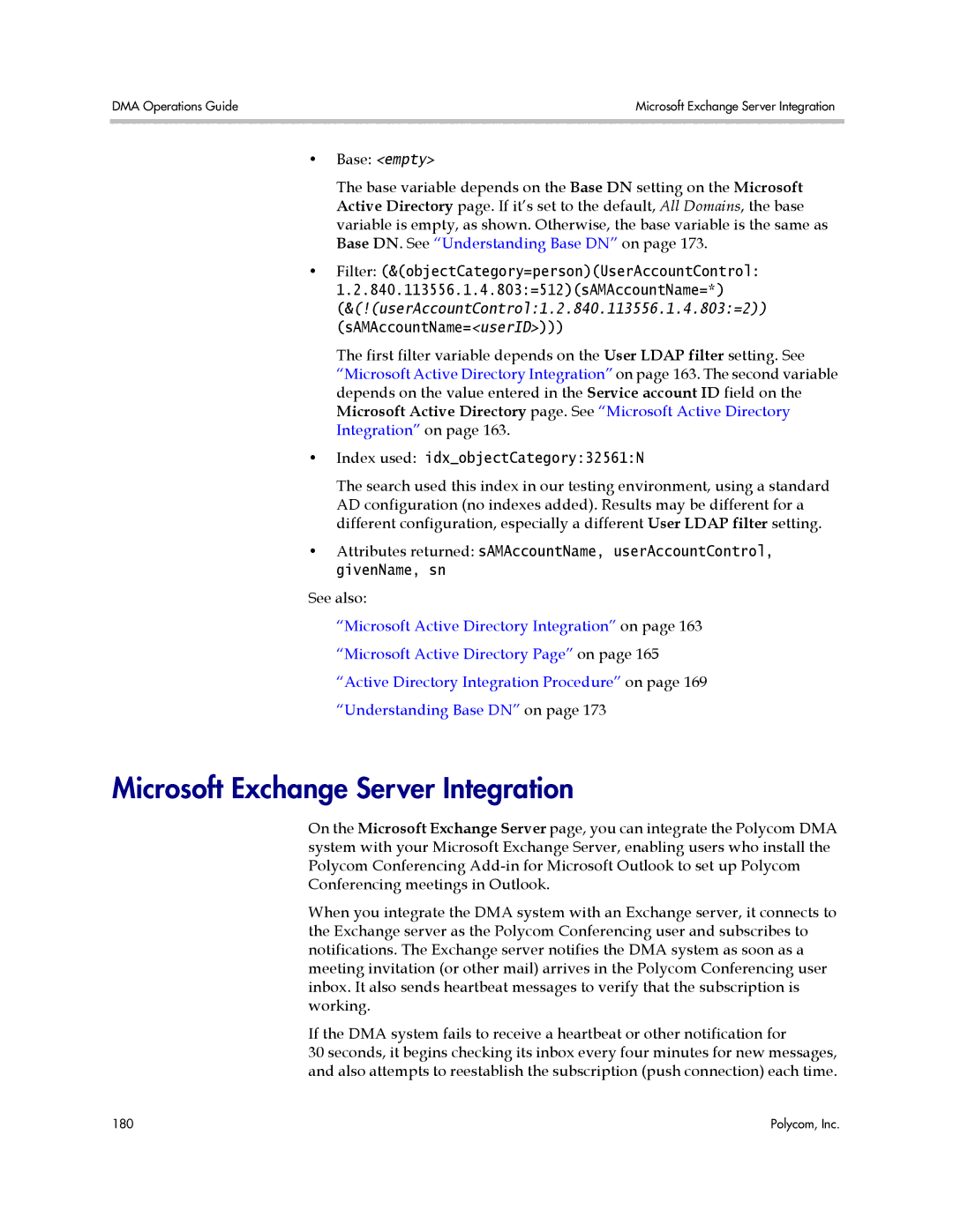 Polycom 3725-76302-001LI manual Microsoft Exchange Server Integration 