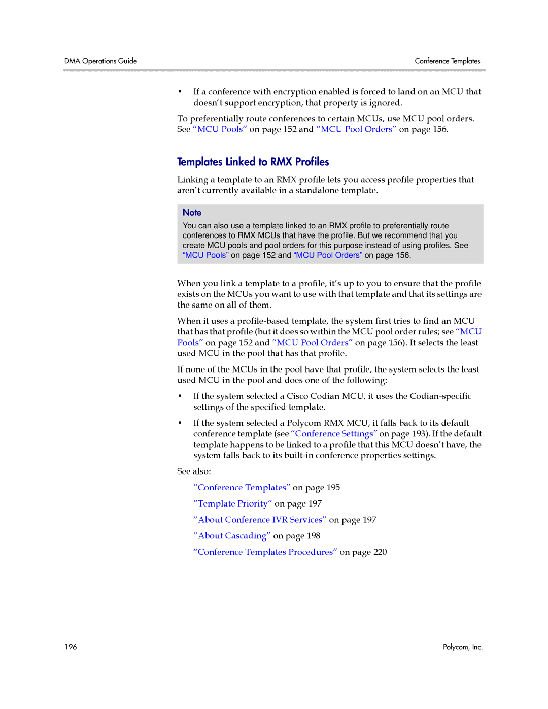 Polycom 3725-76302-001LI manual Templates Linked to RMX Profiles 