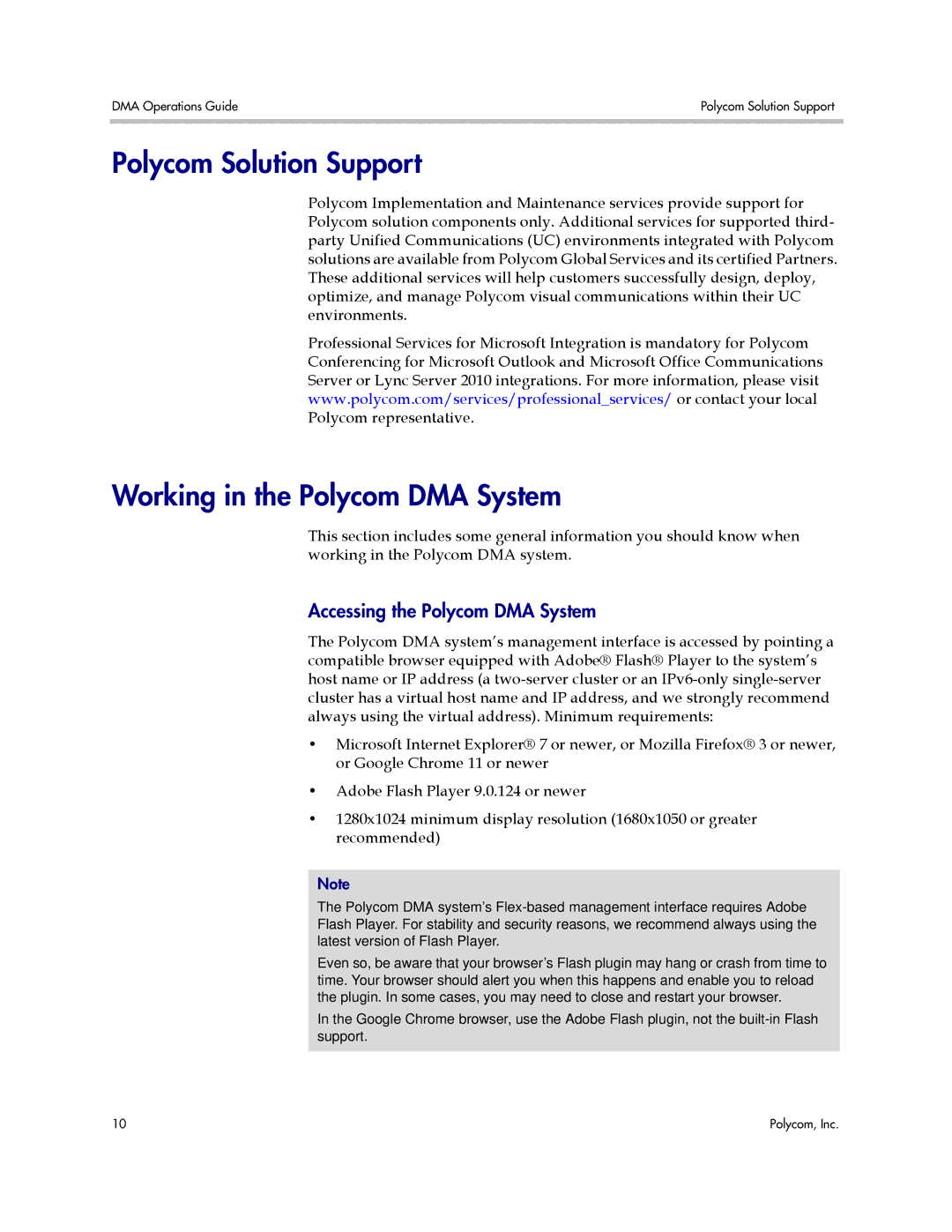 Polycom 3725-76302-001LI Polycom Solution Support, Working in the Polycom DMA System, Accessing the Polycom DMA System 