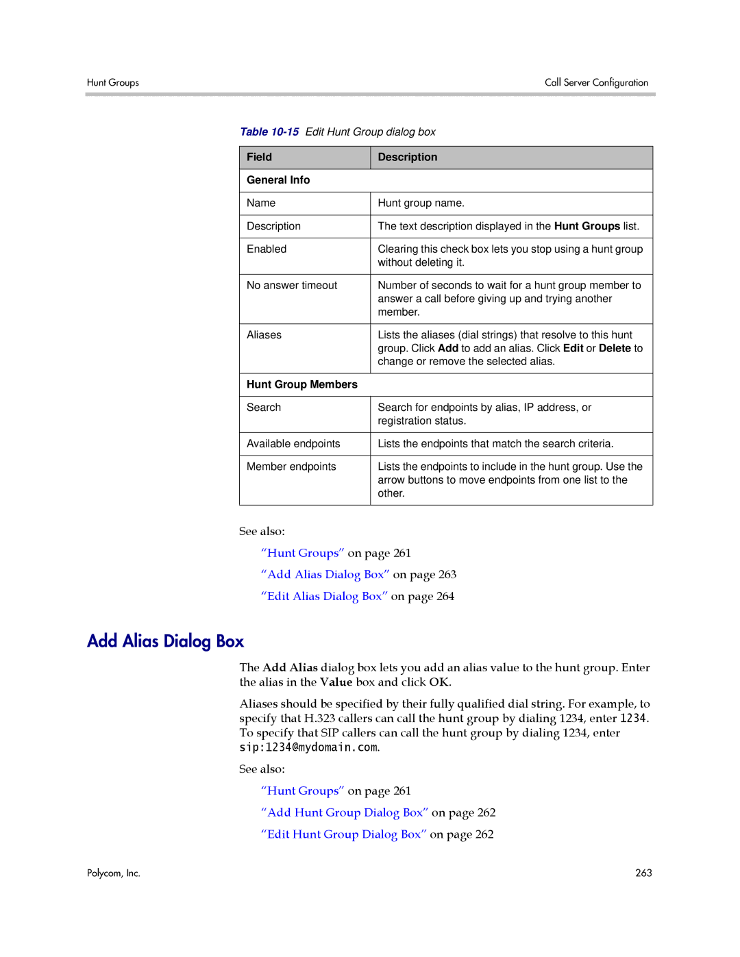 Polycom 3725-76302-001LI manual 15Edit Hunt Group dialog box 