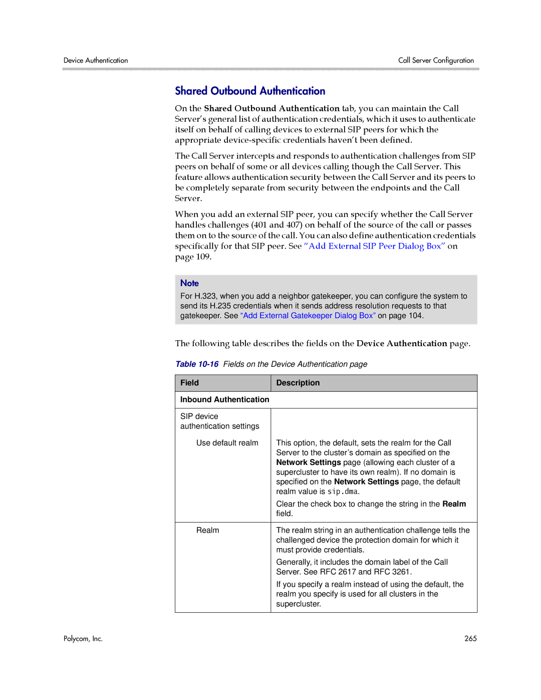 Polycom 3725-76302-001LI manual Shared Outbound Authentication, Field Description Inbound Authentication 