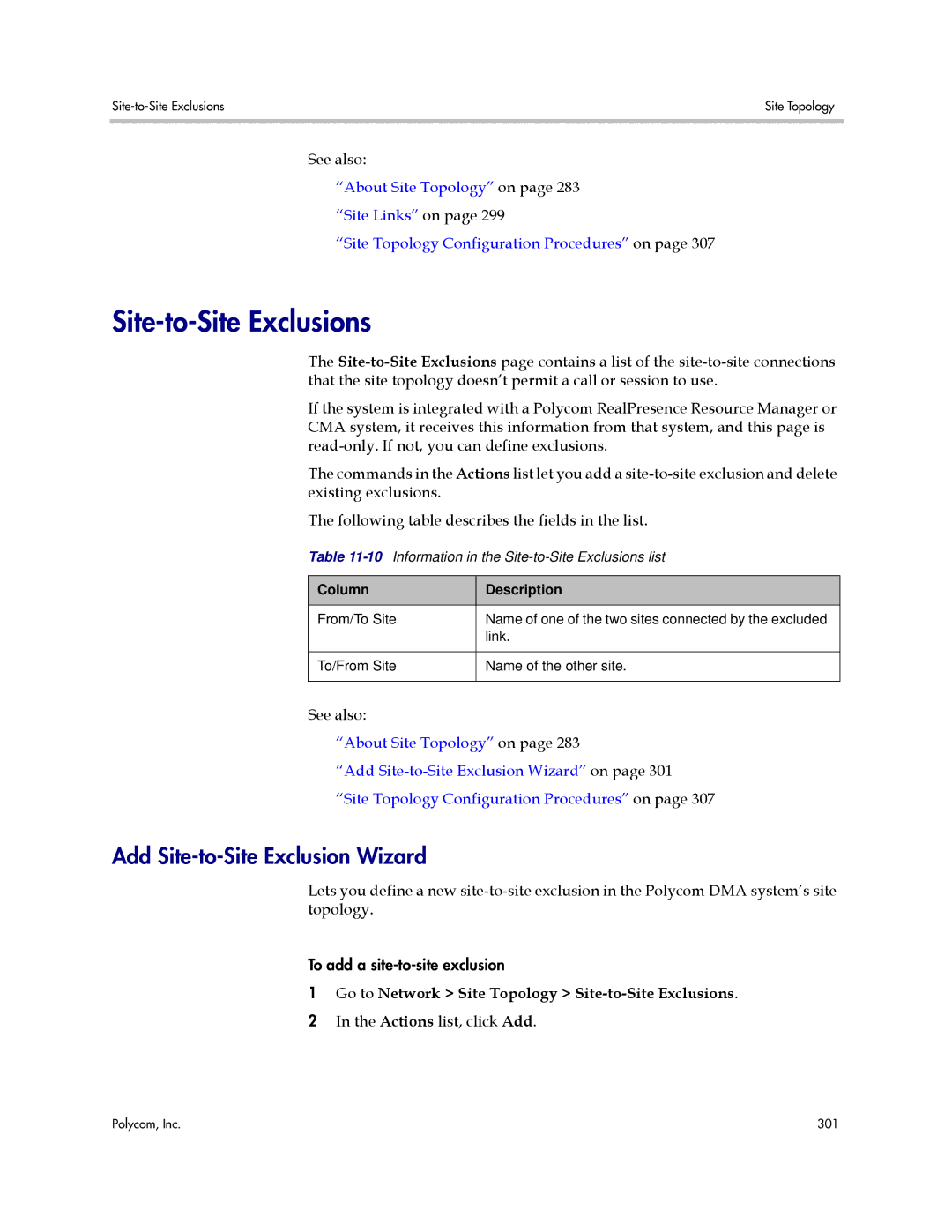 Polycom 3725-76302-001LI manual Site-to-Site Exclusions, Add Site-to-Site Exclusion Wizard 